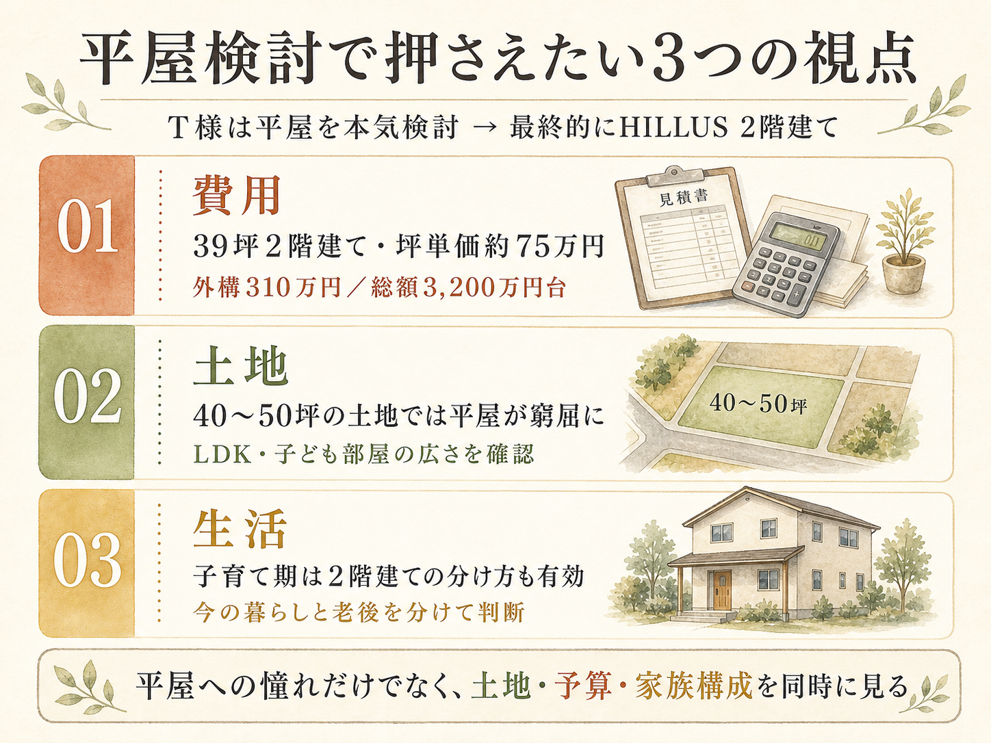 アイ工務店で平屋を検討したT様の比較ポイント3つ