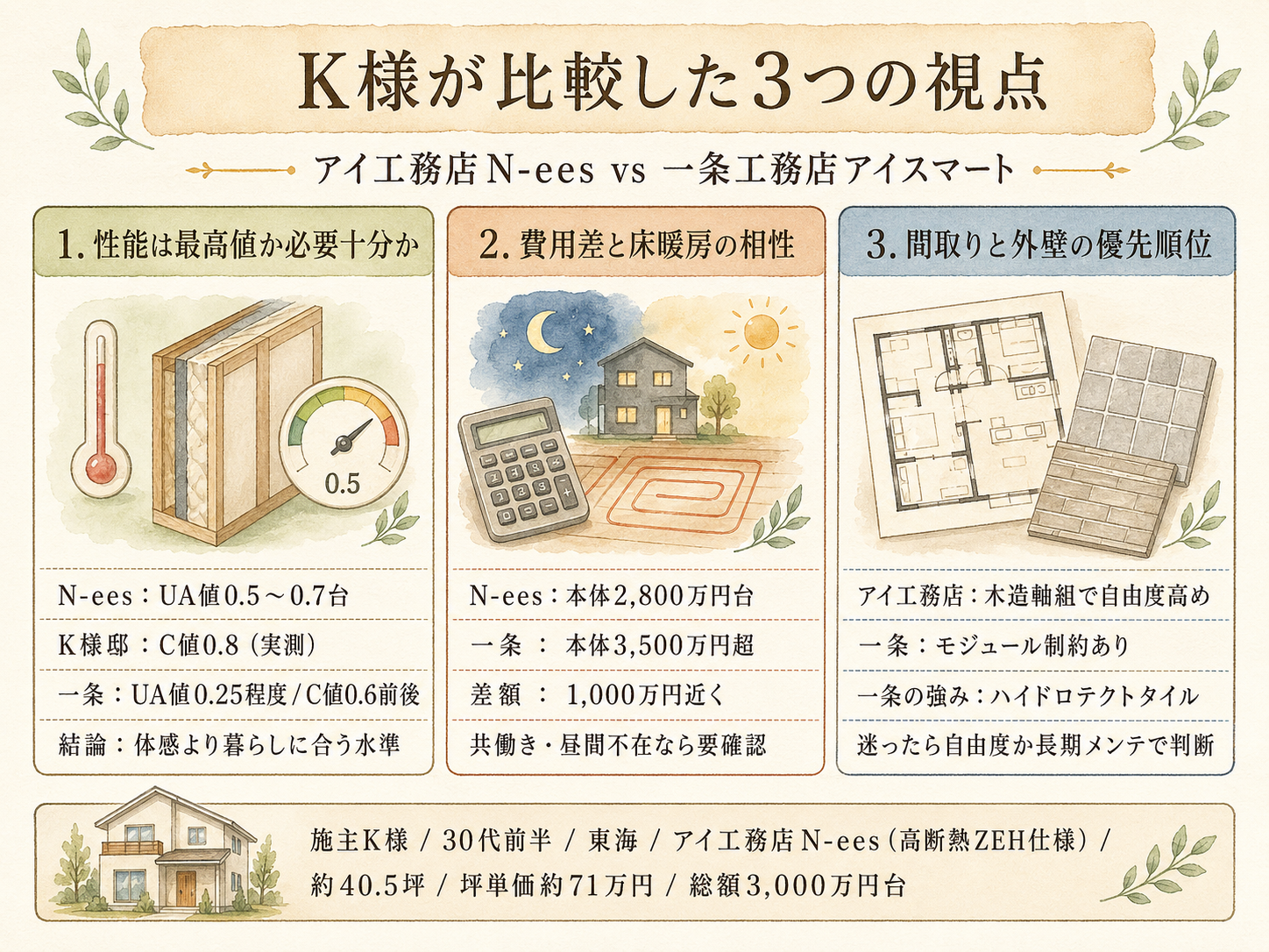 アイ工務店の検討ポイント3つ（K様の取材内容から）