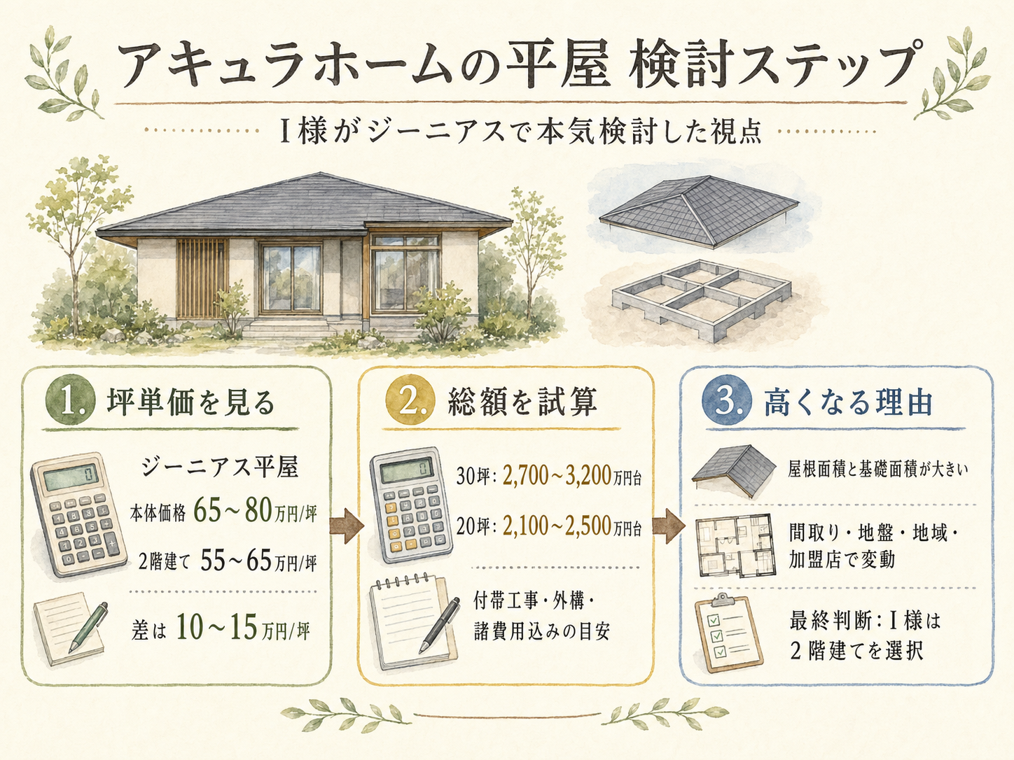 アキュラホームで平屋を検討したI様の比較ポイント3つ