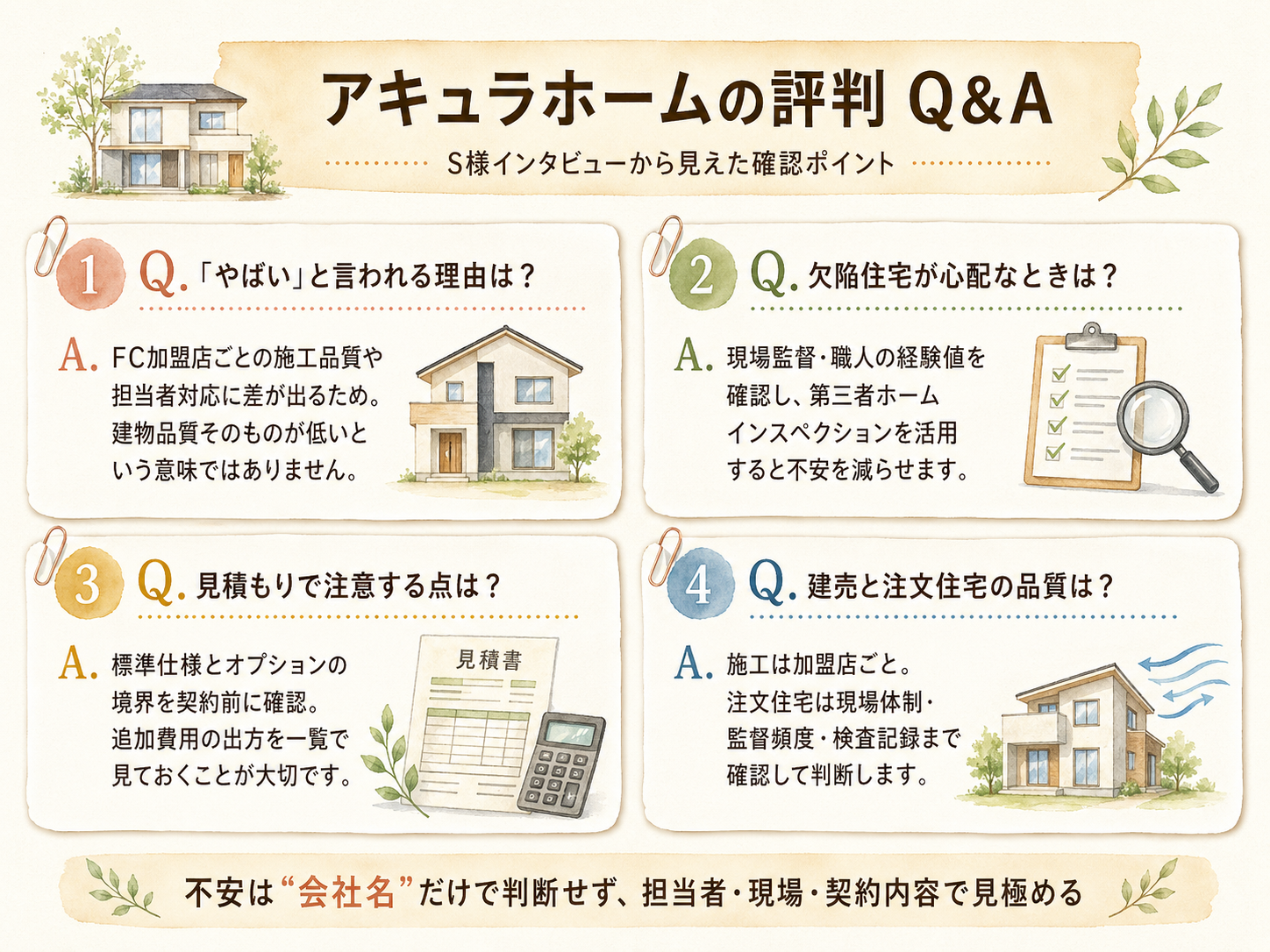 アキュラホームに関する読者の疑問と、S様の回答（Q&A図解）