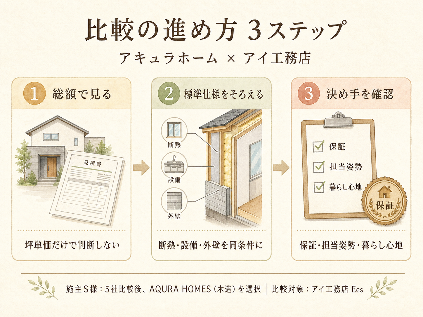 アキュラホームの検討ポイント3つ（S様の取材内容から）