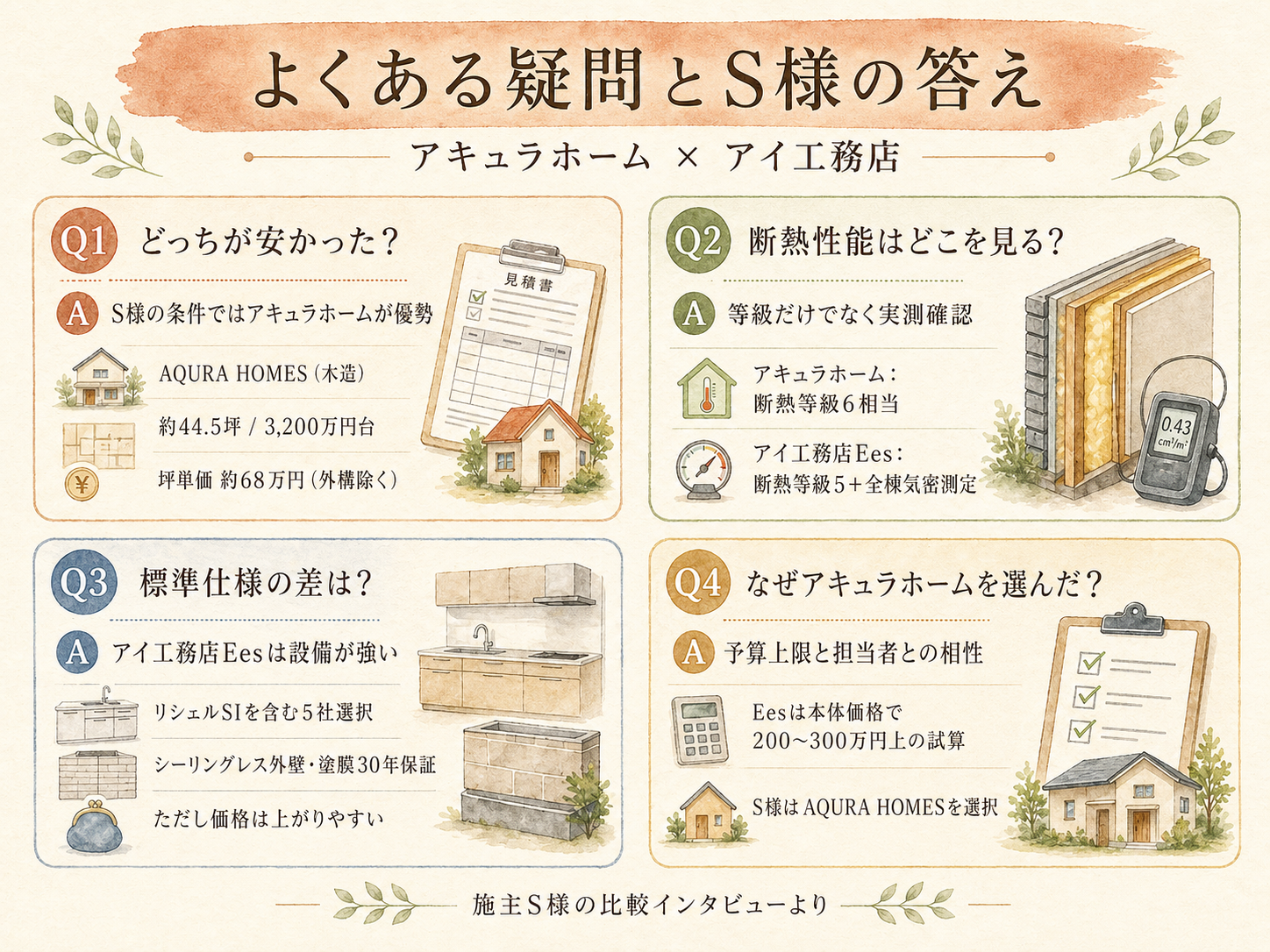 アキュラホームに関する読者の疑問と、S様の取材時の回答（Q&A図解）