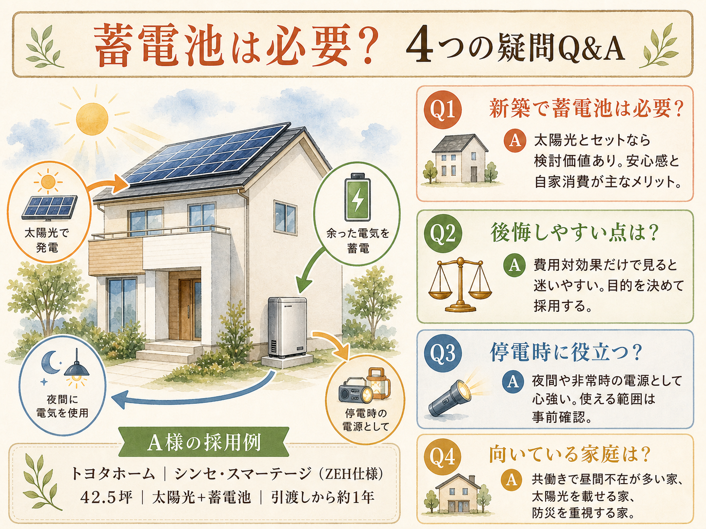 ハウスメーカーに関する読者の疑問と、A様の取材時の回答（Q&A図解）