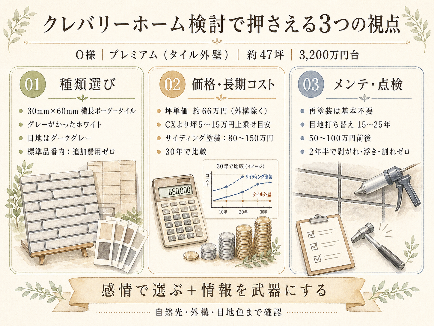 クレバリーホームの検討ポイント3つ（O様の取材内容から）