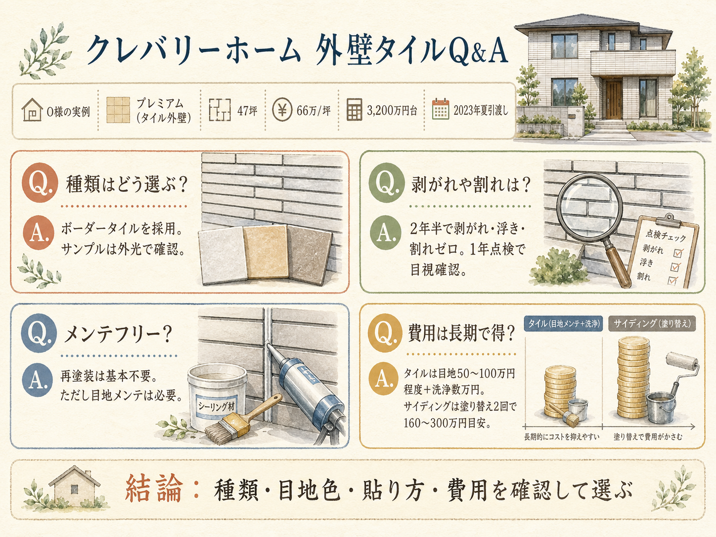 クレバリーホームに関する読者の疑問と、O様の取材時の回答（Q&A図解）