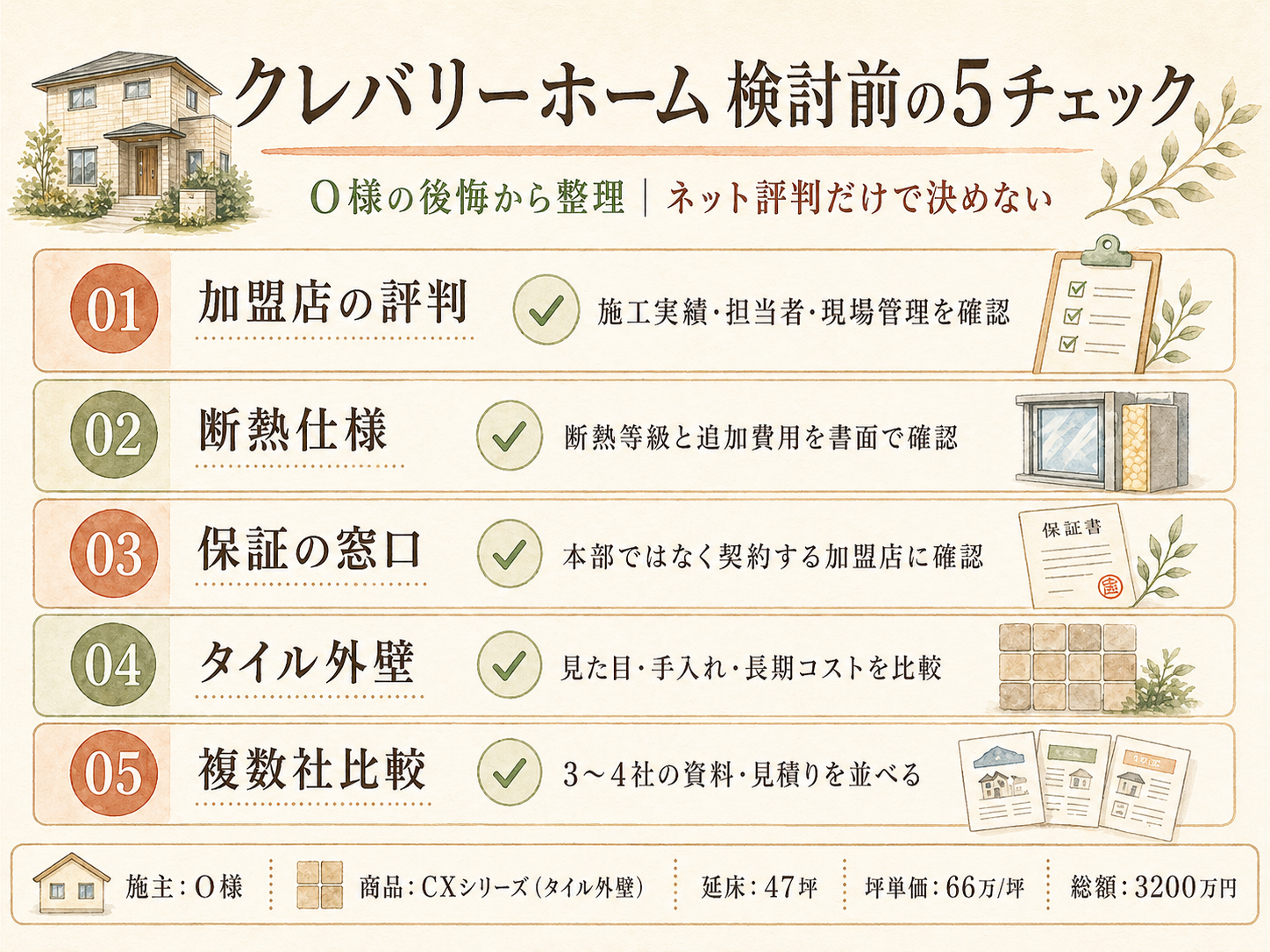 クレバリーホームを検討する前に事前に確認したい5つのチェックリスト