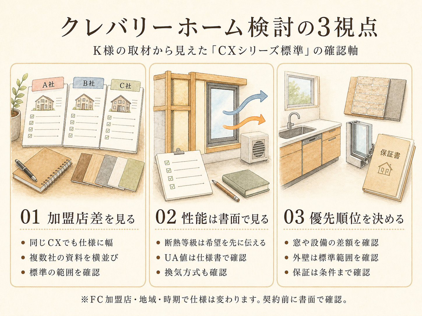 クレバリーホームの標準仕様で押さえたい3つの注目点