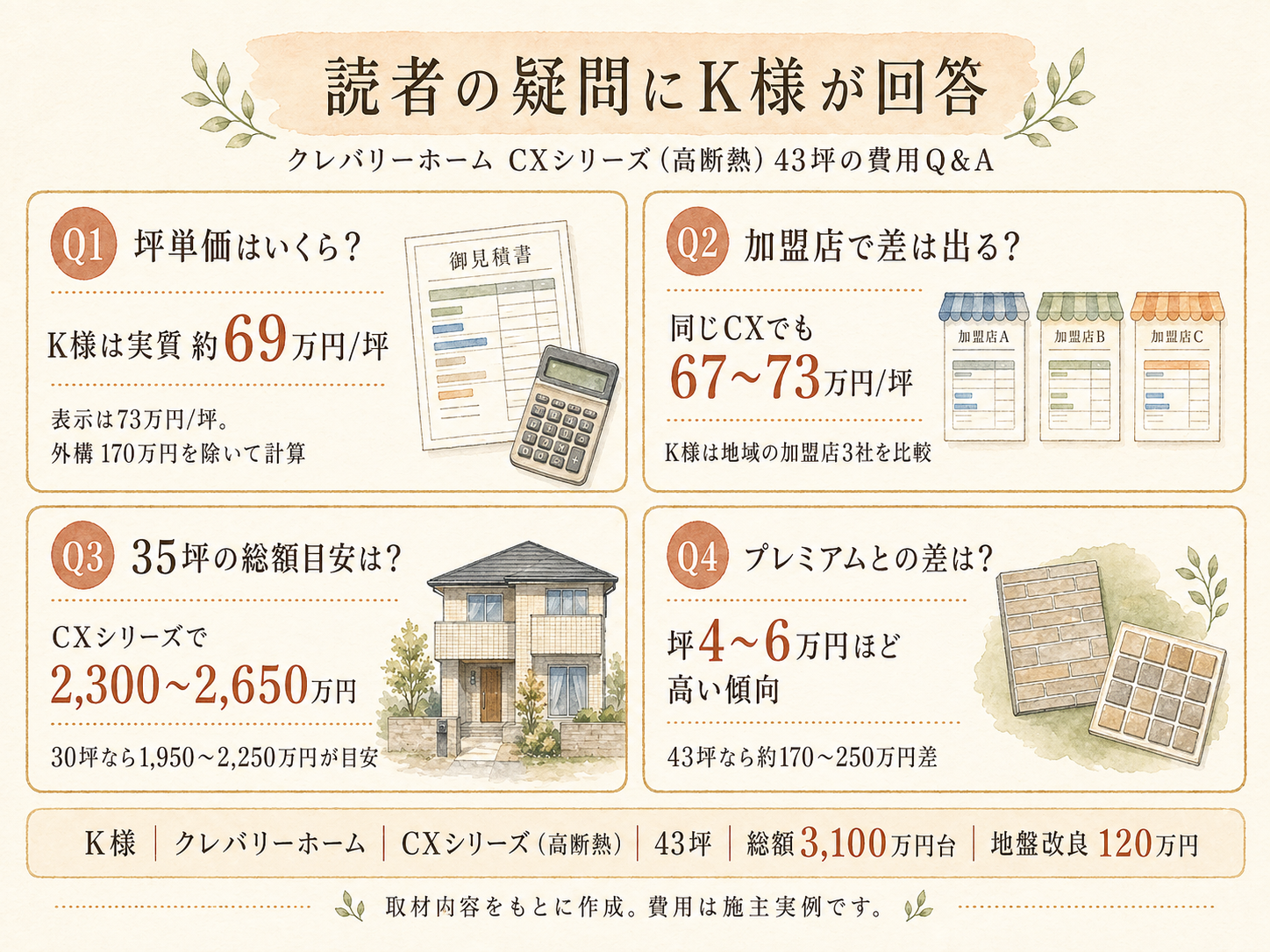 クレバリーホームに関する読者の疑問と、K様の取材時の回答（Q&A図解）