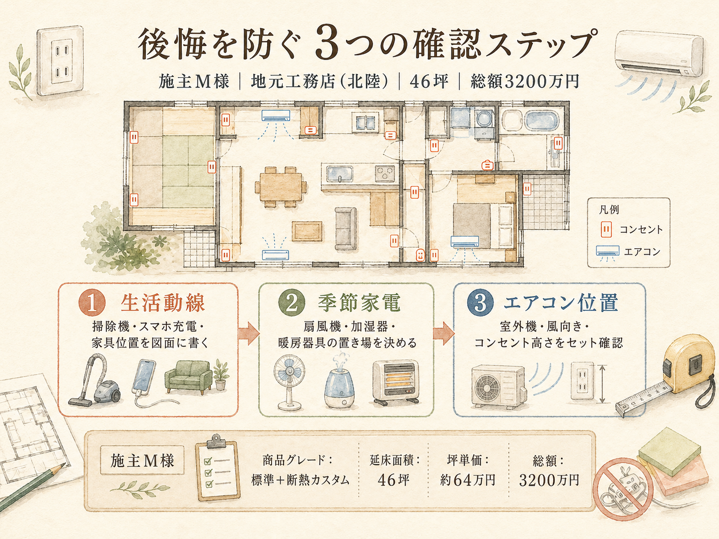 記事の検討ポイント3つ（M様の話から）
