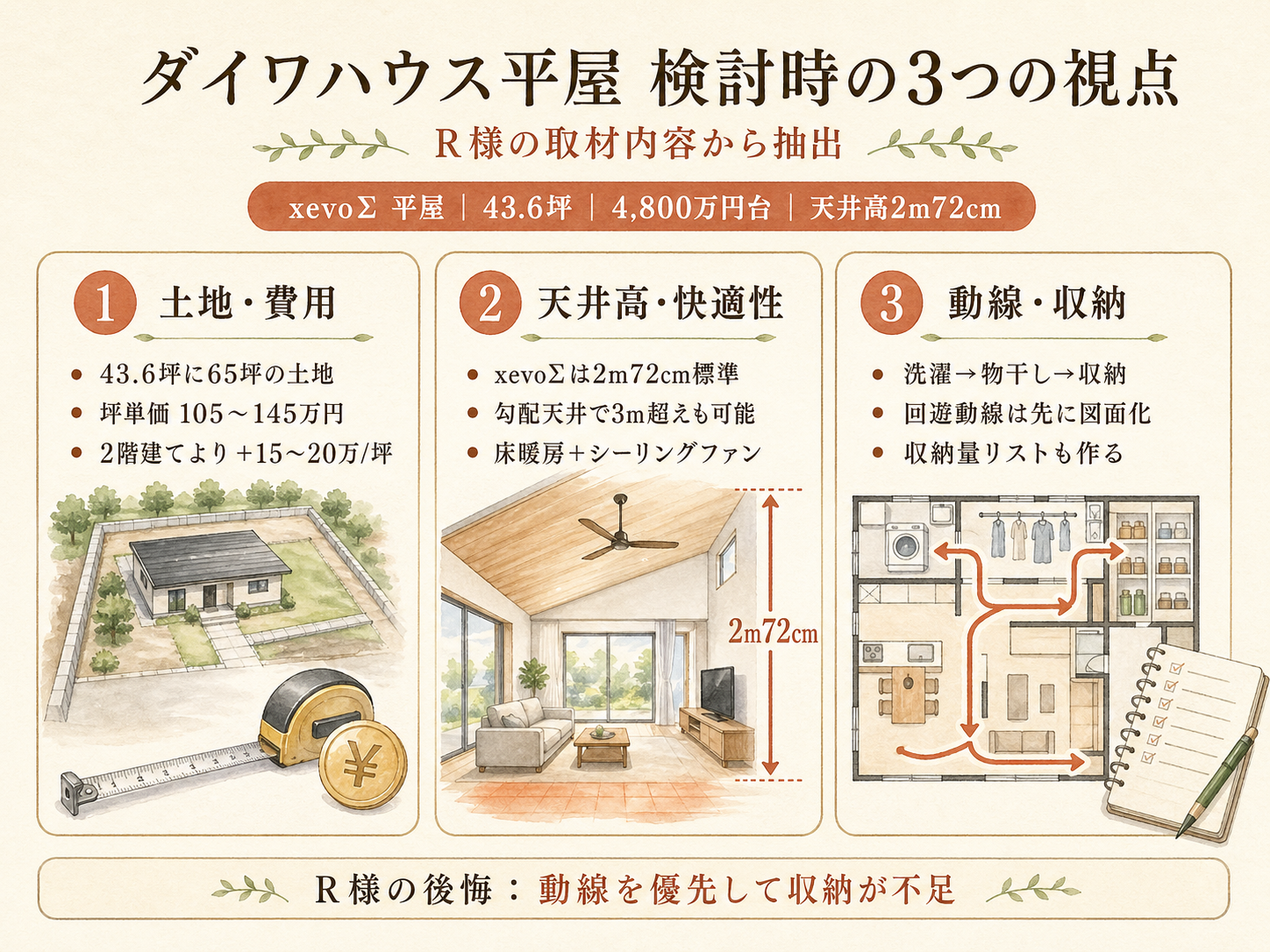 ダイワハウスで平屋を検討したR様の比較ポイント3つ