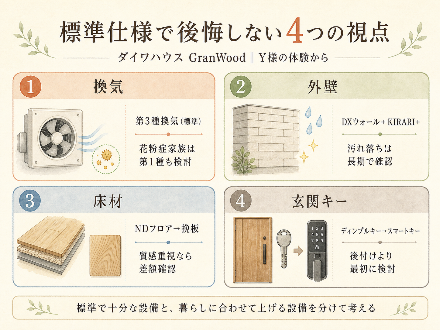 ダイワハウスの標準仕様で押さえたい3つの注目点