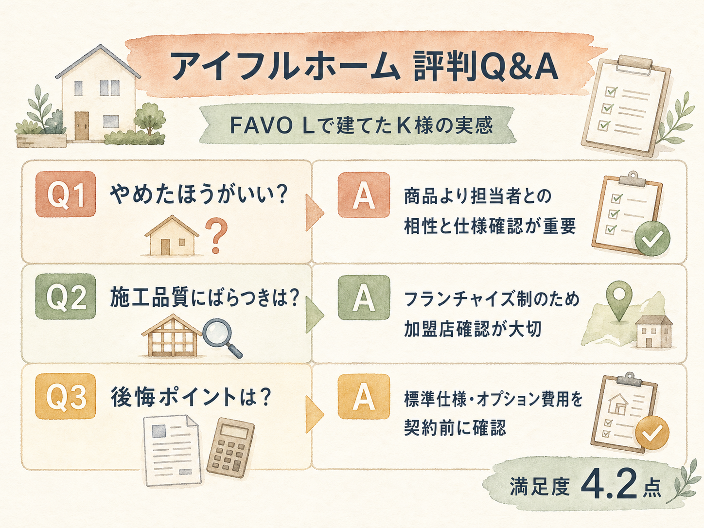 アイフルホームに関する読者の疑問と、K様の回答（Q&A図解）