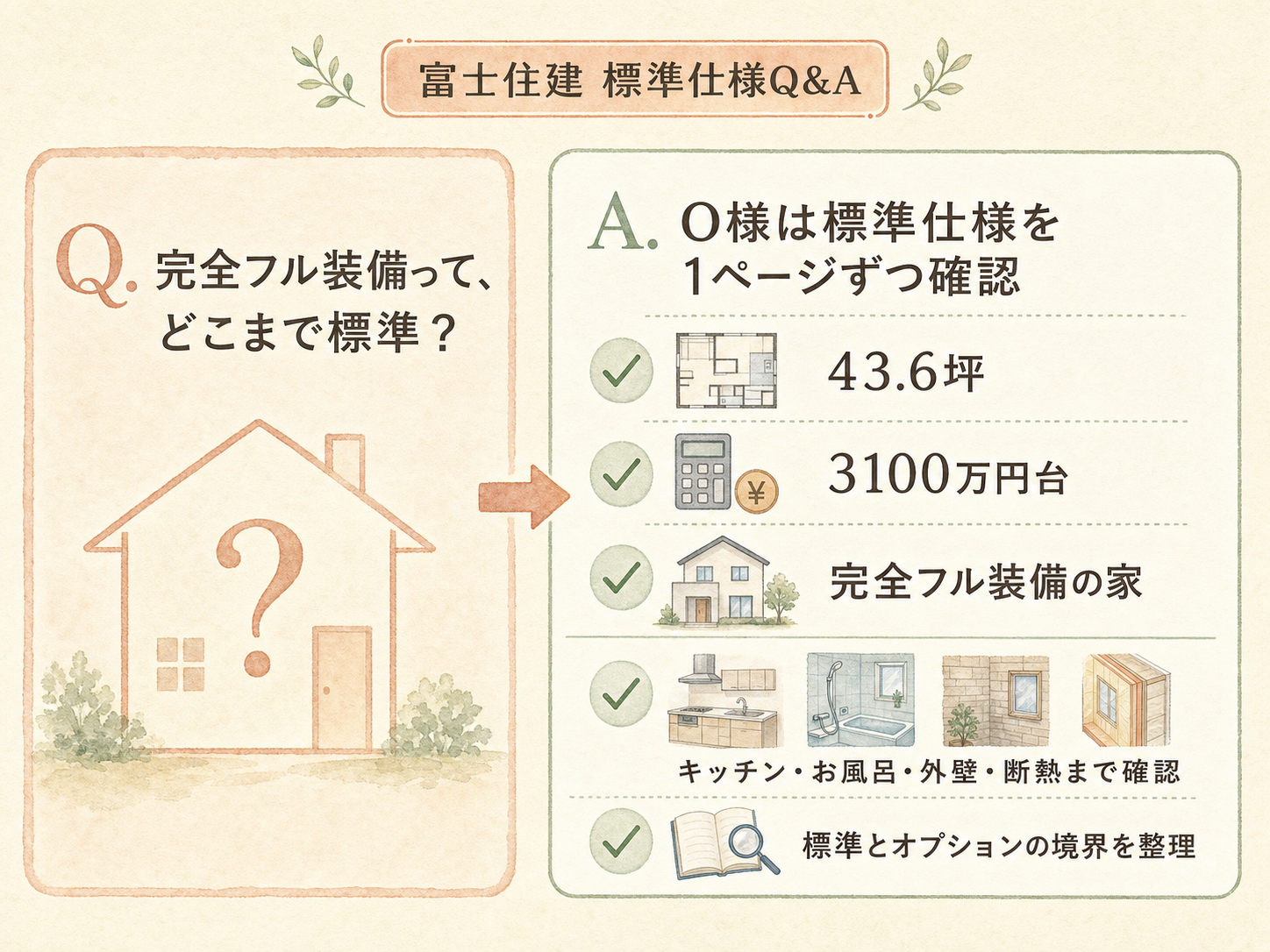 富士住建に関する読者の疑問と、O様の回答（Q&A図解）