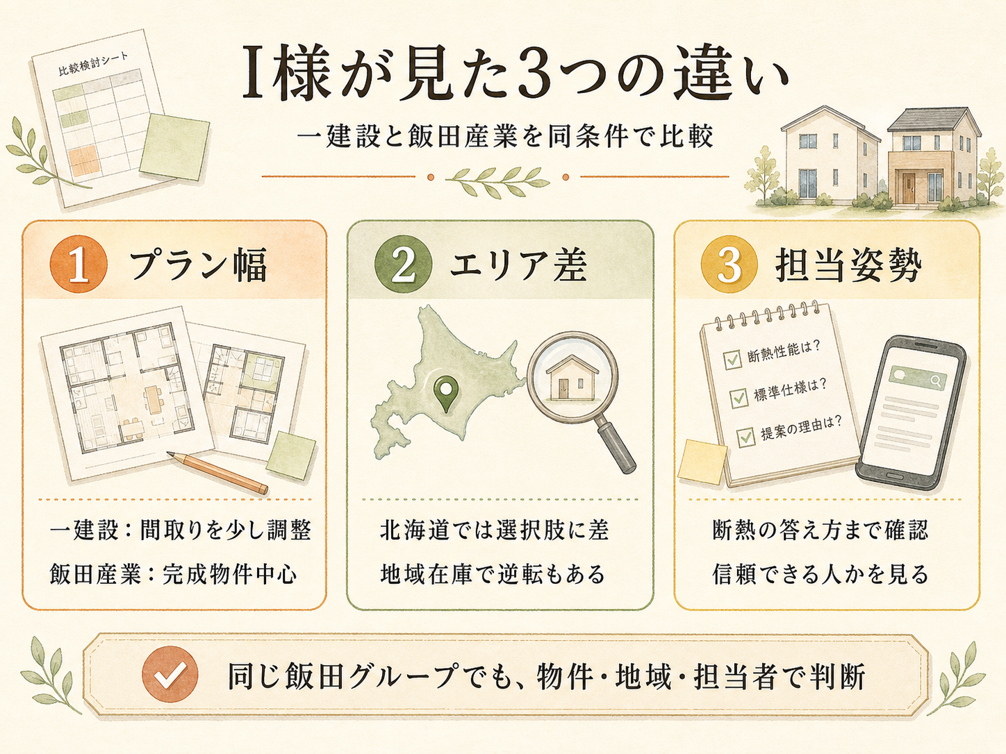 記事の検討ポイント3つ（I様の話から）