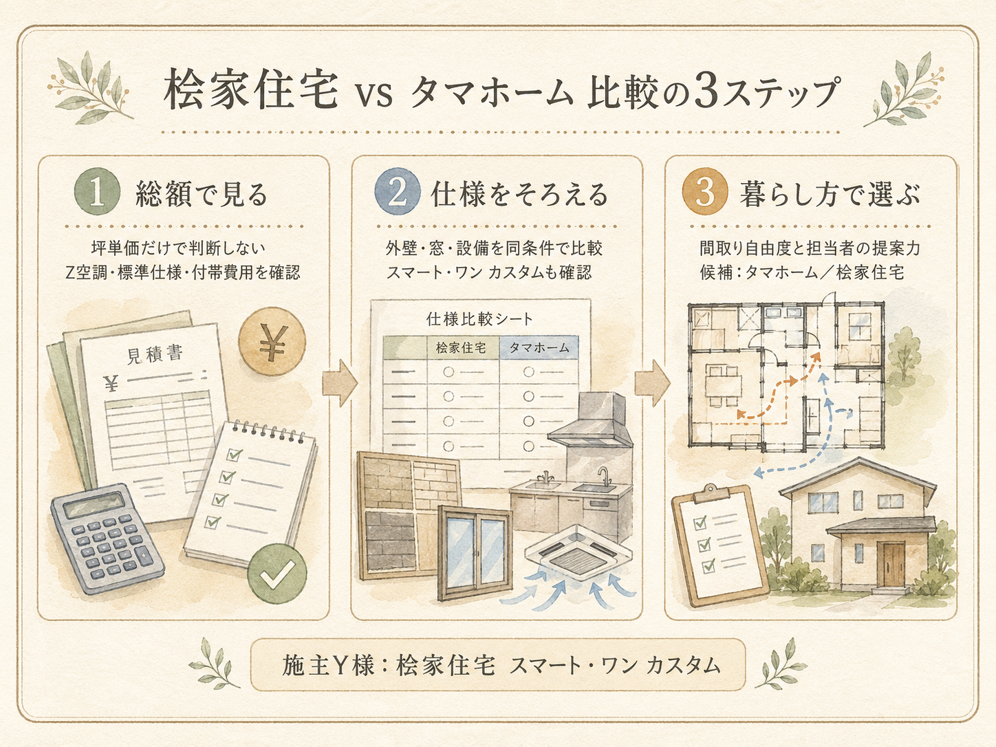 桧家住宅の検討ポイント3つ（Y様の取材内容から）