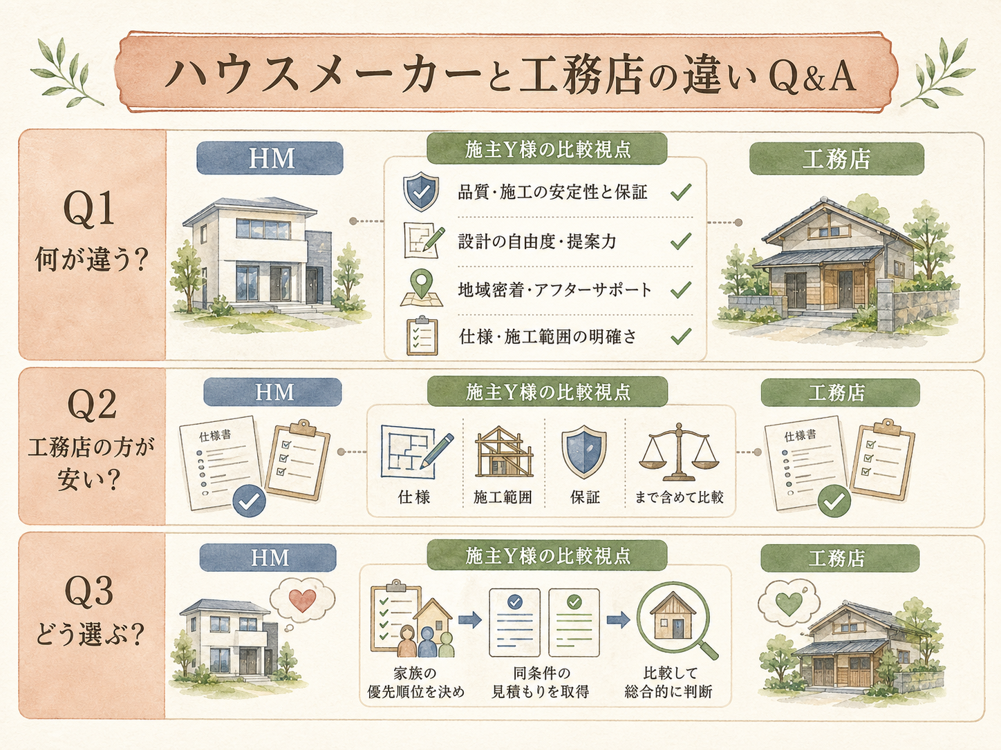 ハウスメーカーに関する読者の疑問と、Y様の取材時の回答（Q&A図解）