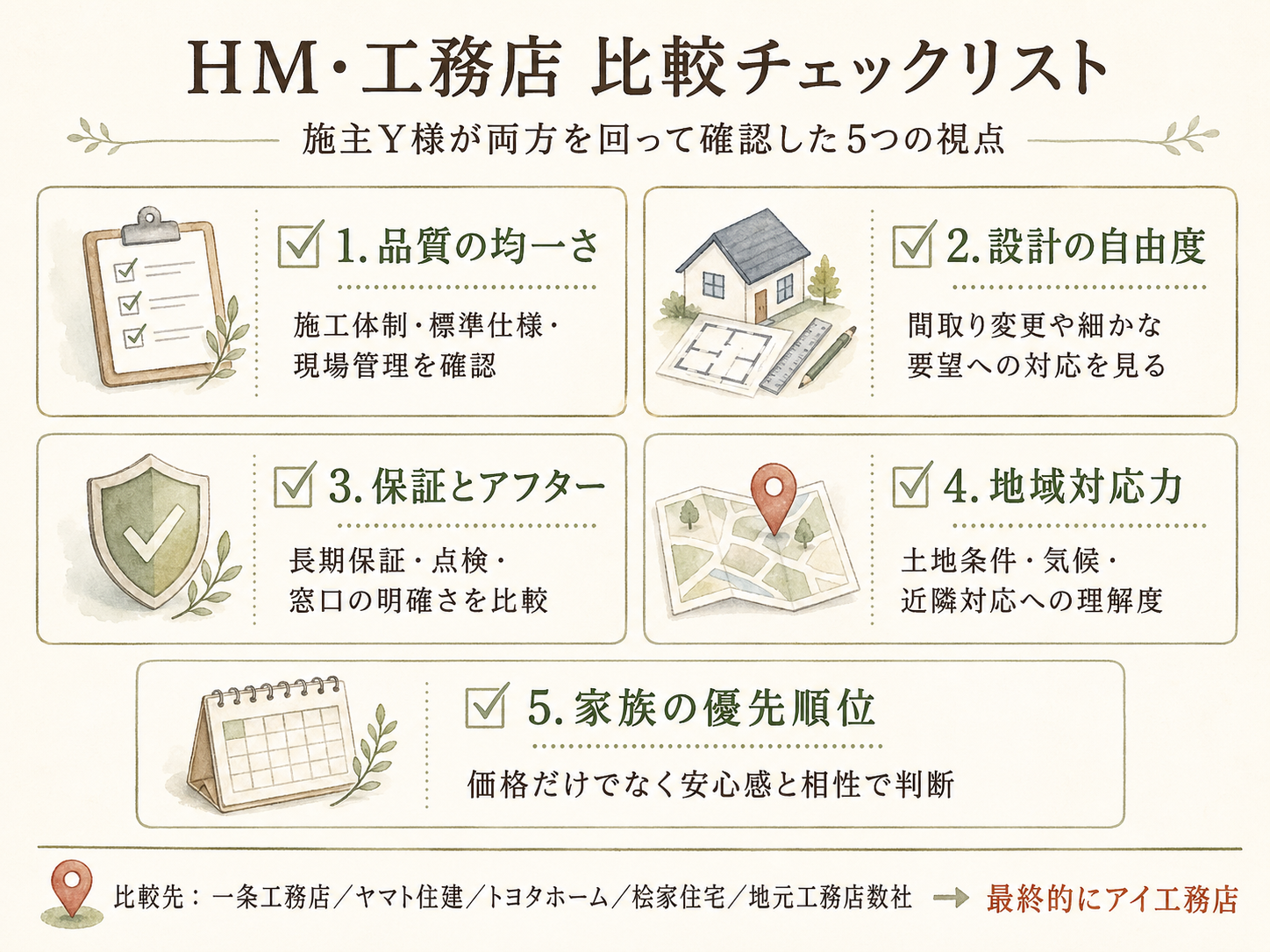 ハウスメーカーを検討する前に必ず確認したい5つのチェックリスト