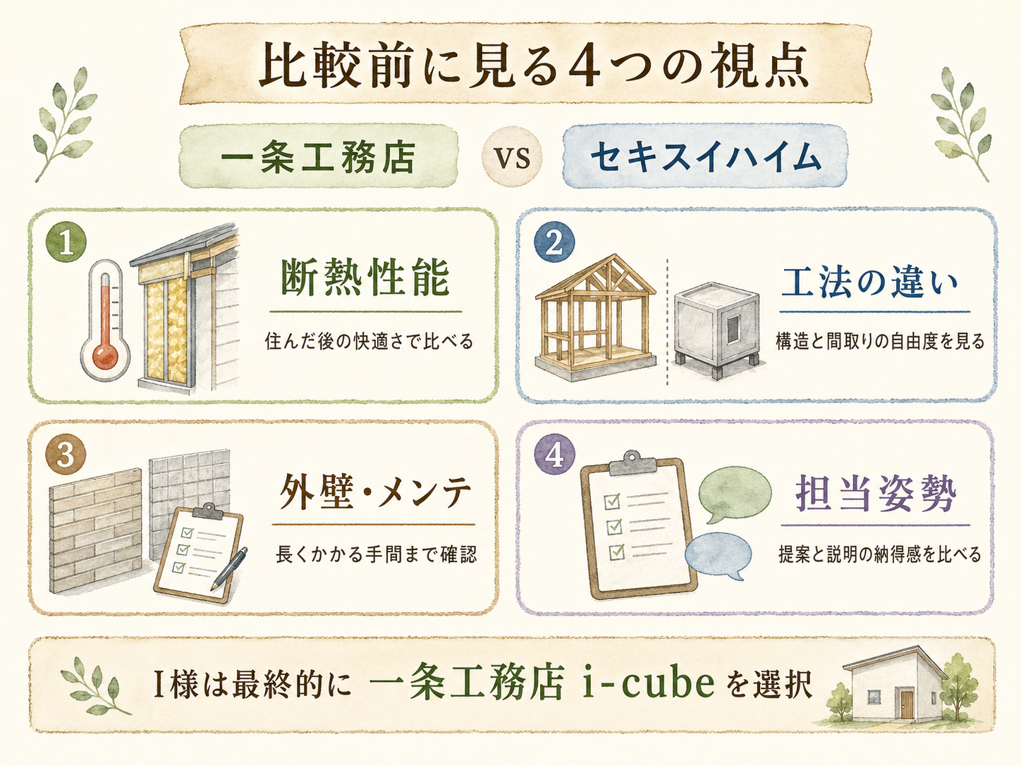 一条工務店の検討ポイント3つ（I様の取材内容から）
