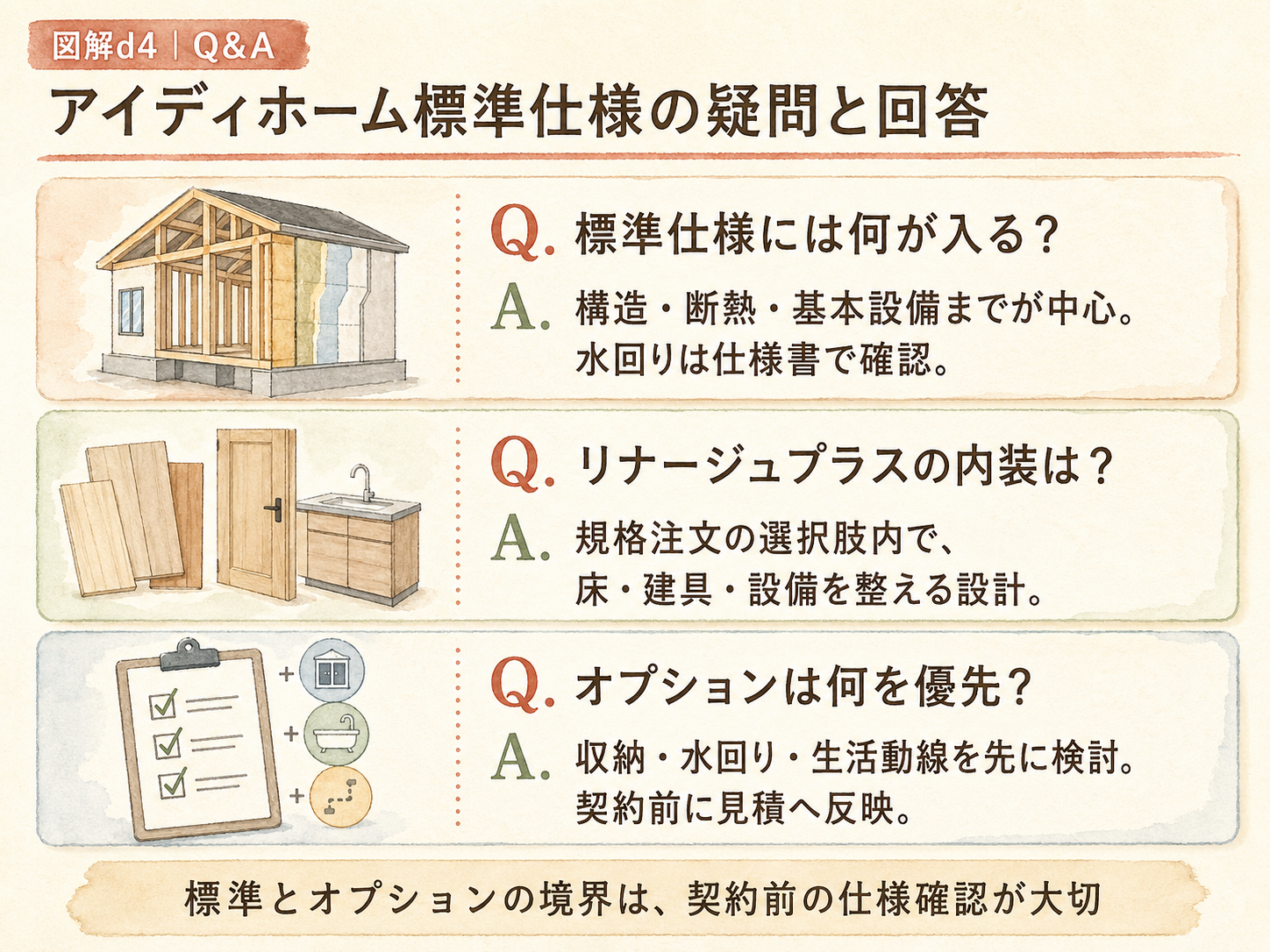 アイディホームに関する読者の疑問と、O様の取材時の回答（Q&A図解）