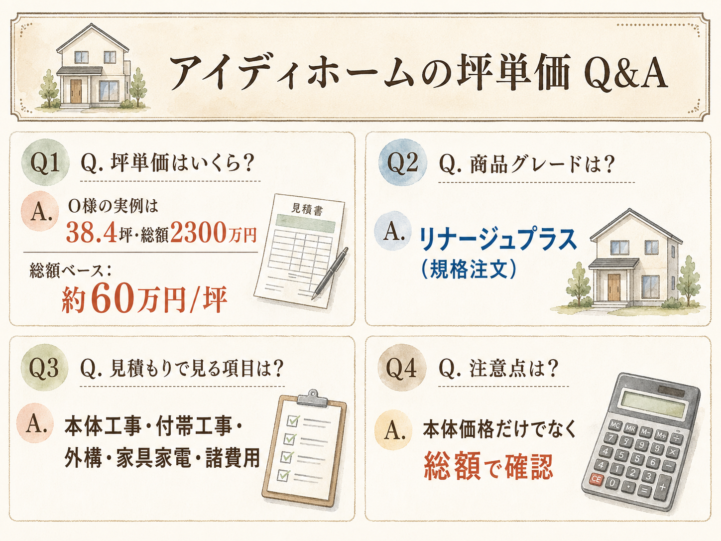 アイディホームに関する読者の疑問と、O様の取材時の回答（Q&A図解）