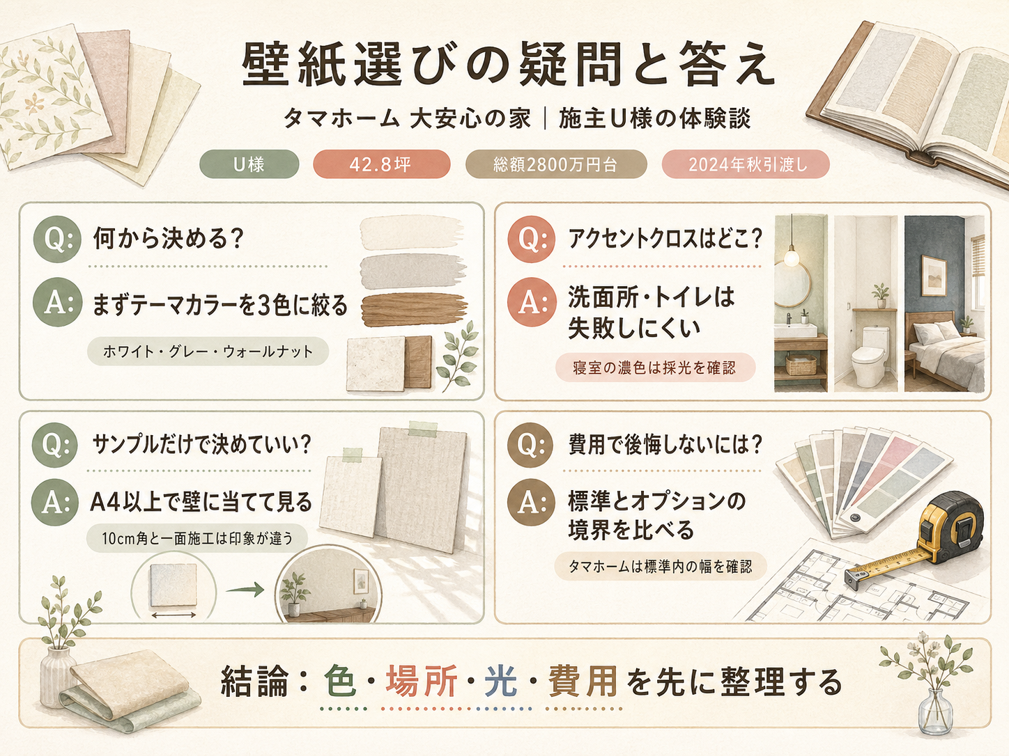 ハウスメーカーに関する読者の疑問と、U様の取材時の回答（Q&A図解）