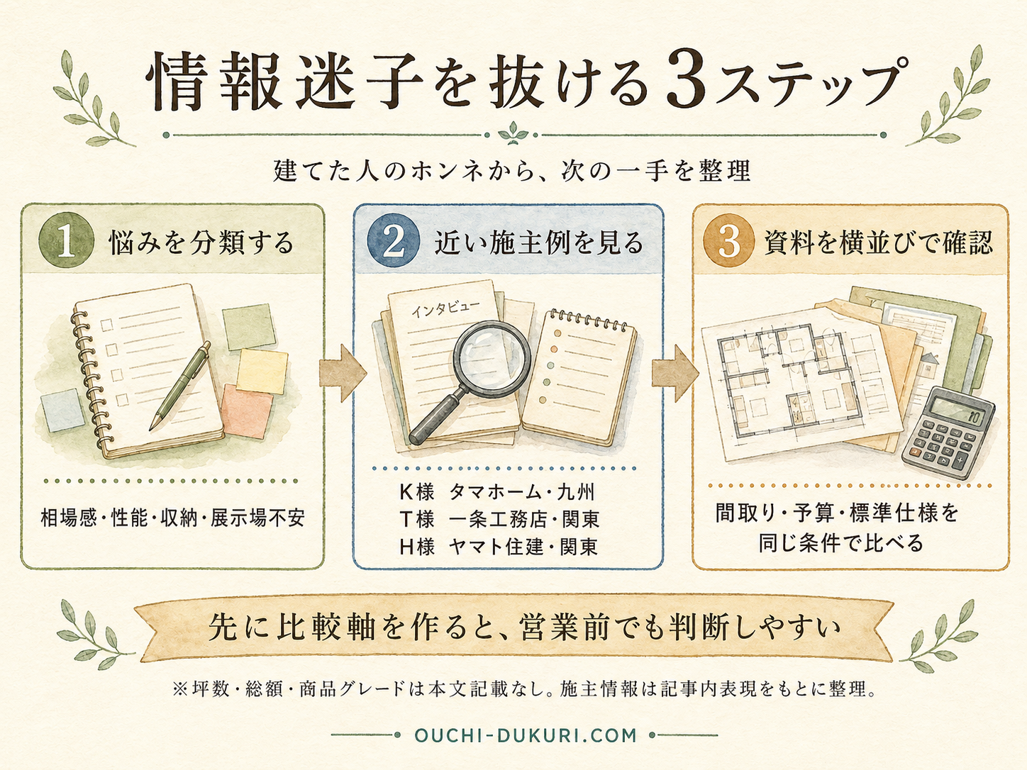 記事の検討ポイント3つ（T様の話から）