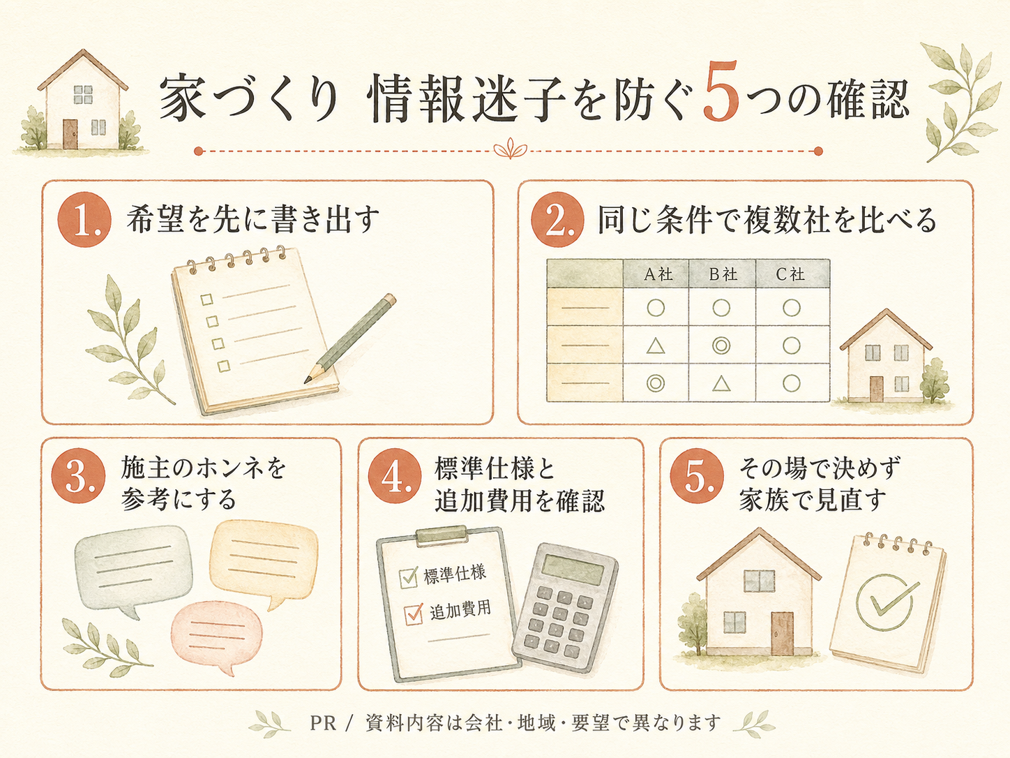 ハウスメーカーを検討する前に必ず確認したい5つのチェックリスト