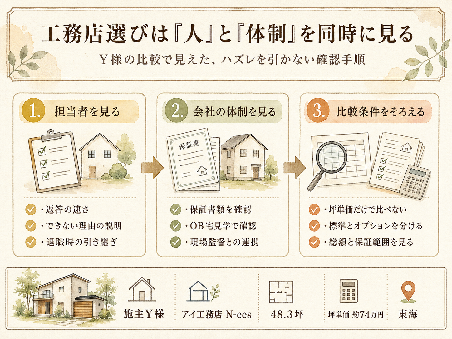 記事の検討ポイント3つ（Y様の話から）