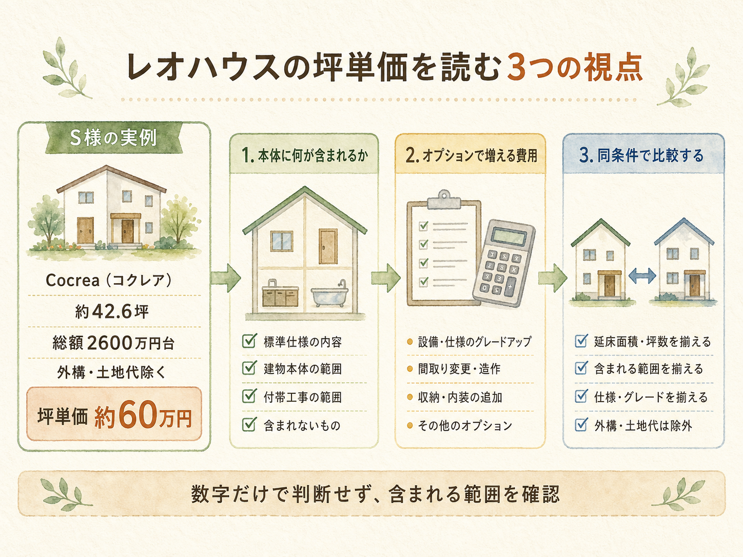 レオハウスの坪数別 総額シミュレーション（30・35・40坪）
