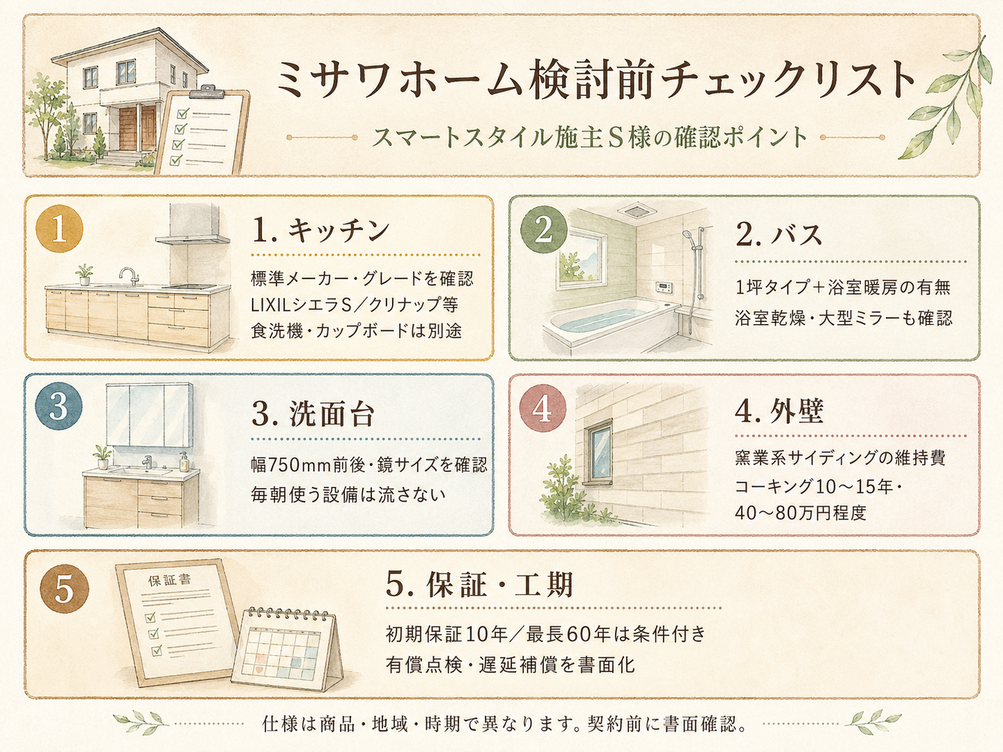 ミサワホームを検討する前に事前に確認したい5つのチェックリスト