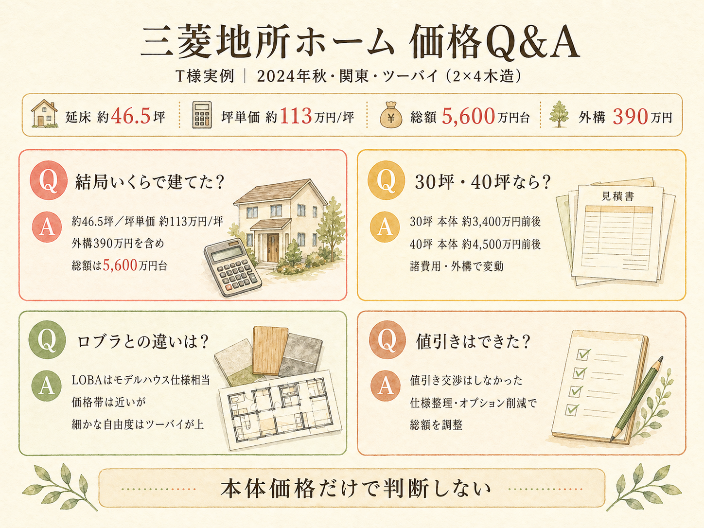 三菱地所ホームに関する読者の疑問と、T様の取材時の回答（Q&A図解）