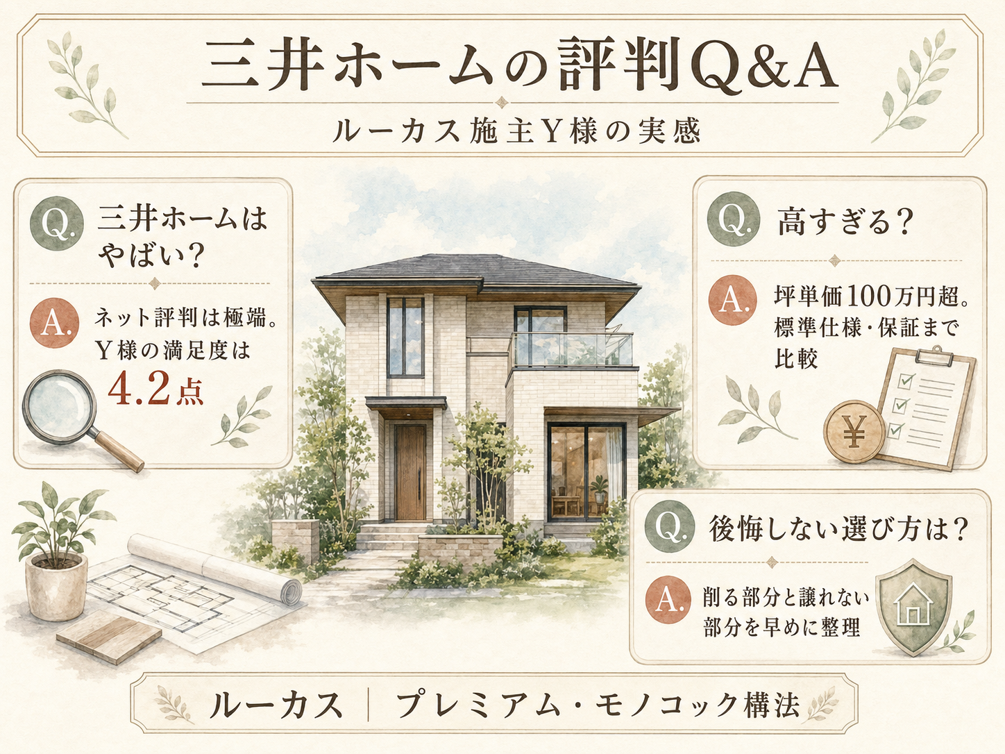 三井ホームに関する読者の疑問と、Y様の取材時の回答（Q&A図解）
