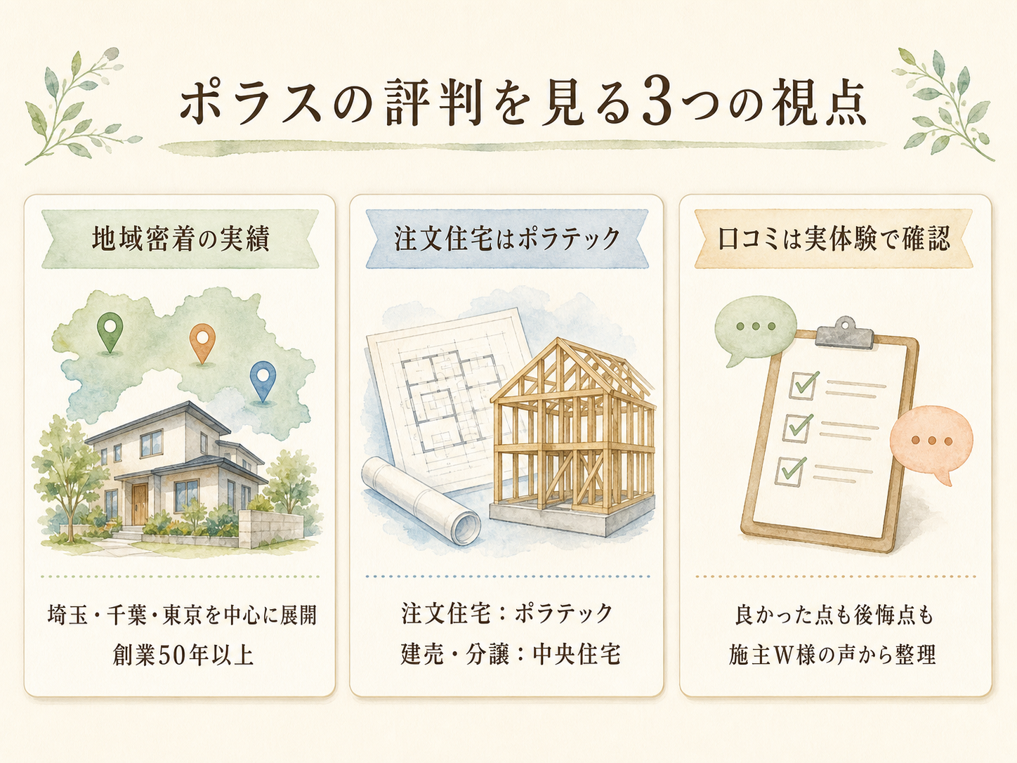「ポラス やばい」ネット評判とW様の実感のギャップを比較した図解（満足度4.2点）