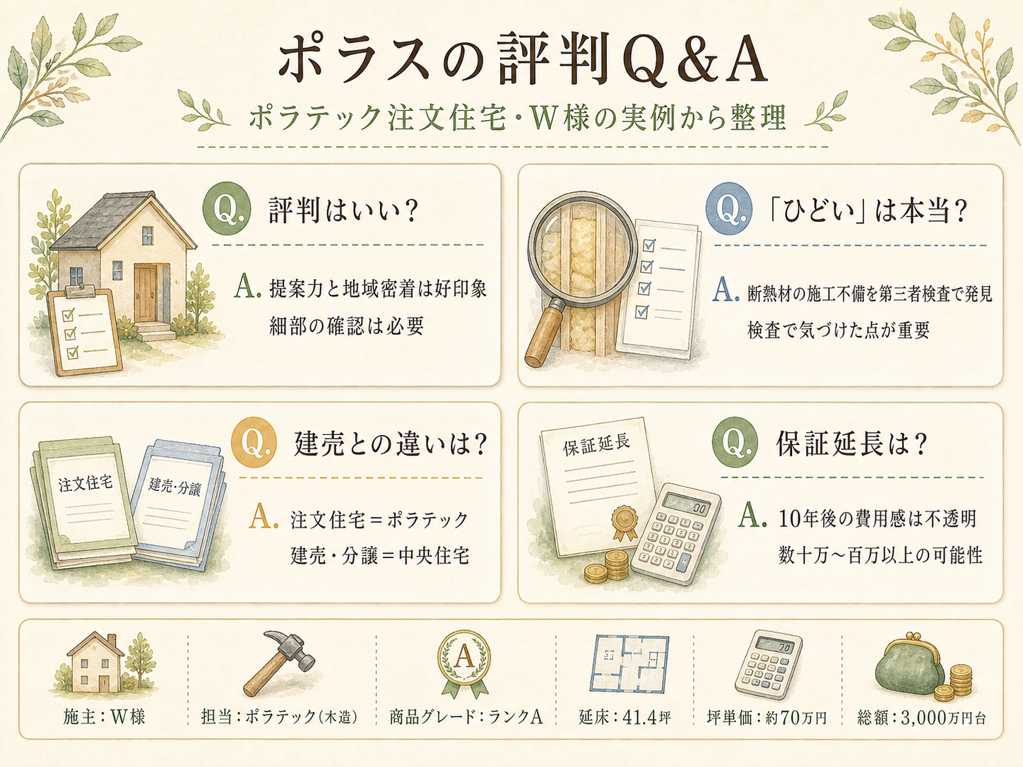 ポラスに関する読者の疑問と、W様の取材時の回答（Q&A図解）