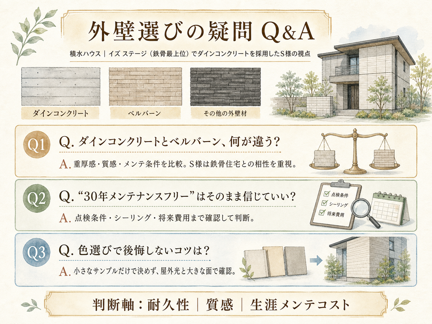 積水ハウスに関する読者の疑問と、S様の取材時の回答（Q&A図解）