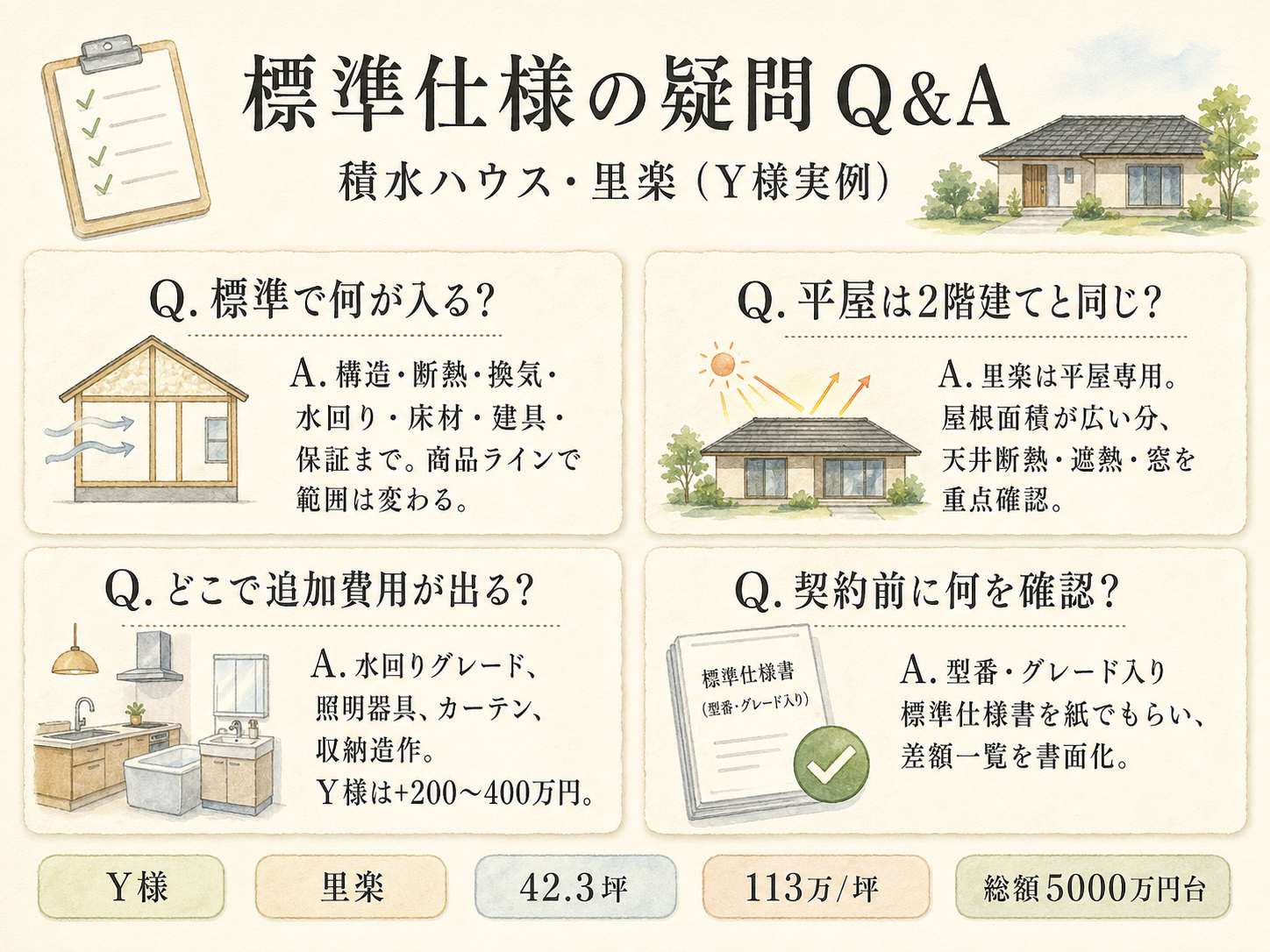積水ハウスに関する読者の疑問と、お話を伺ったY様の回答(Q&A図解)