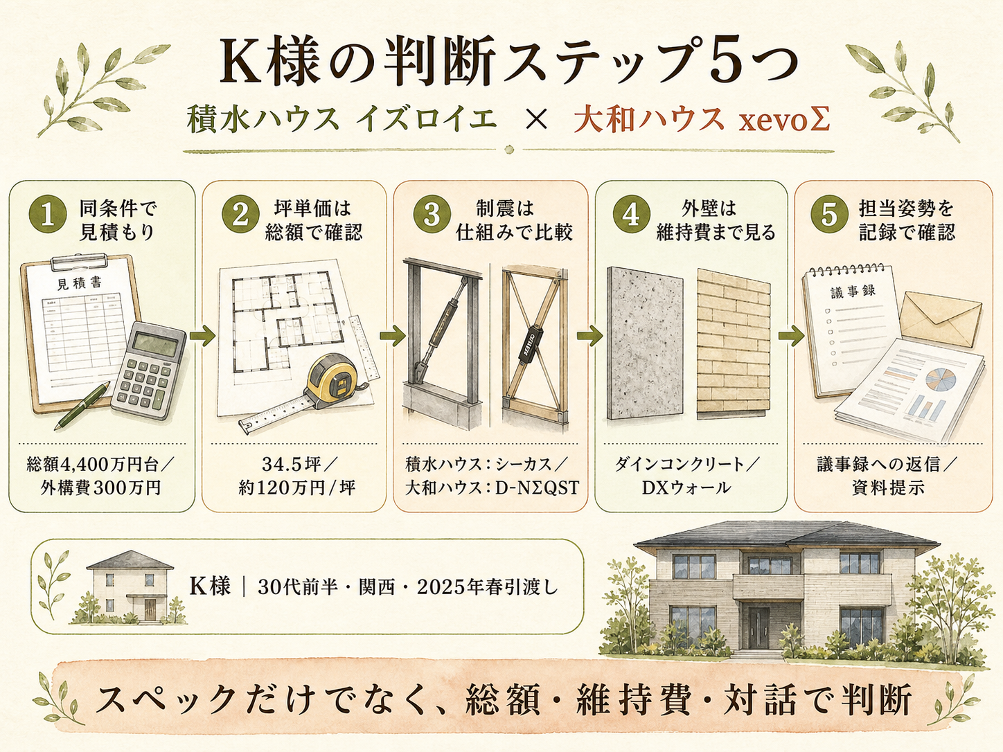 積水ハウスの検討ポイント3つ(K様の取材内容から)