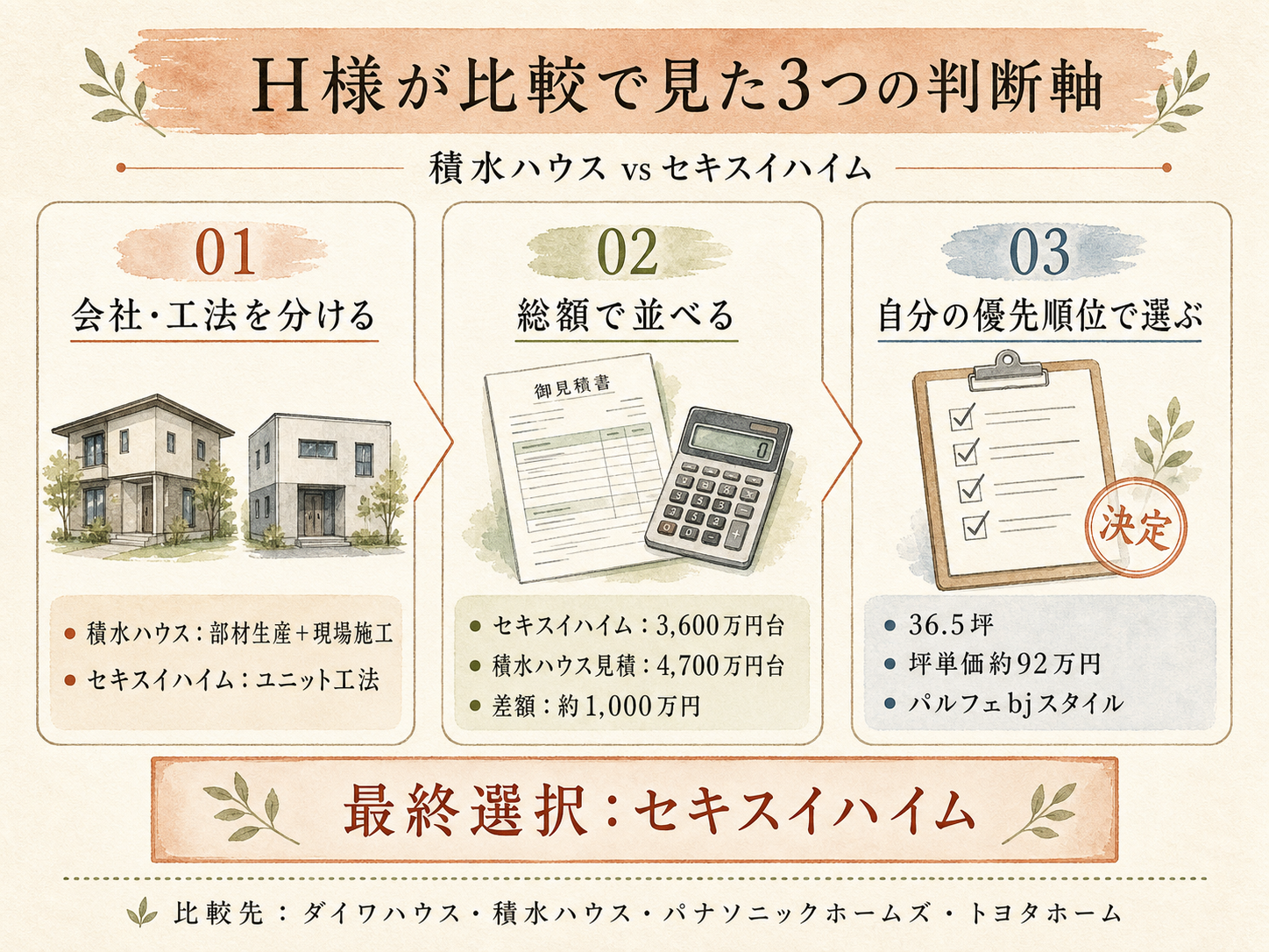積水ハウスの検討ポイント3つ（H様の取材内容から）