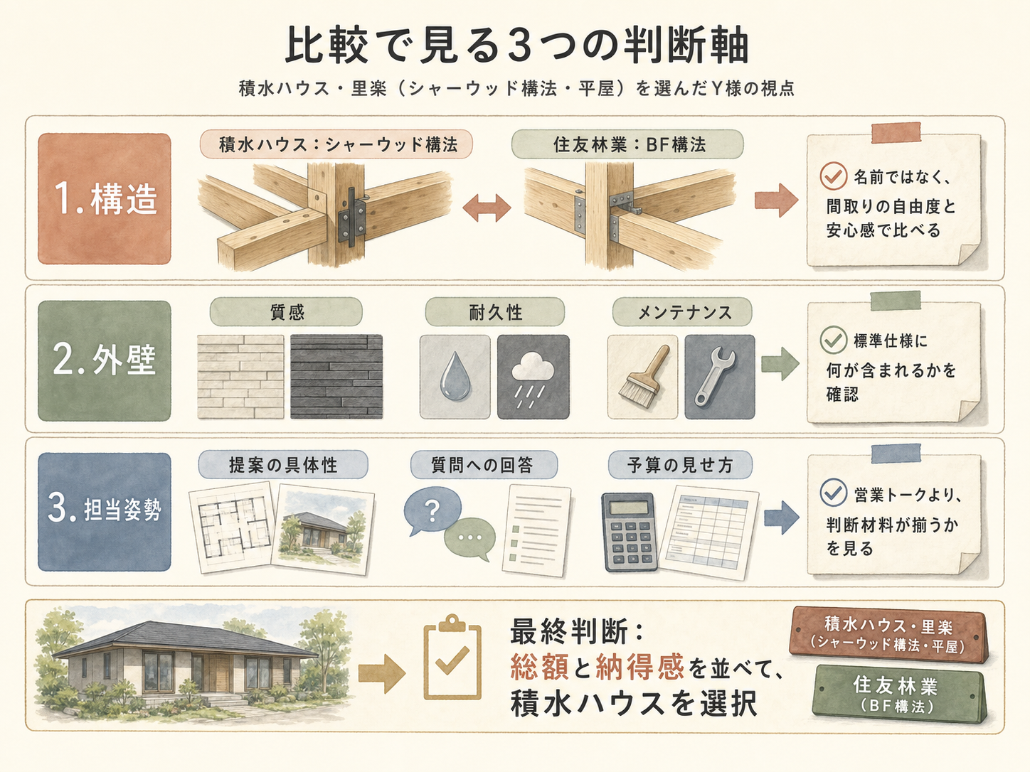 積水ハウスの検討ポイント3つ(Y様の取材内容から)
