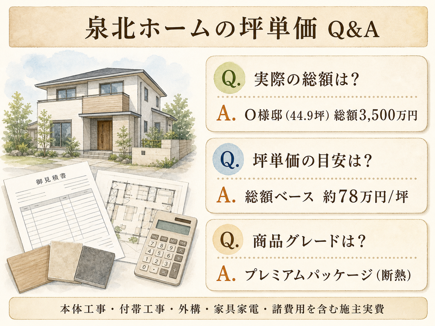 泉北ホームに関する読者の疑問と、O様の取材時の回答（Q&A図解）
