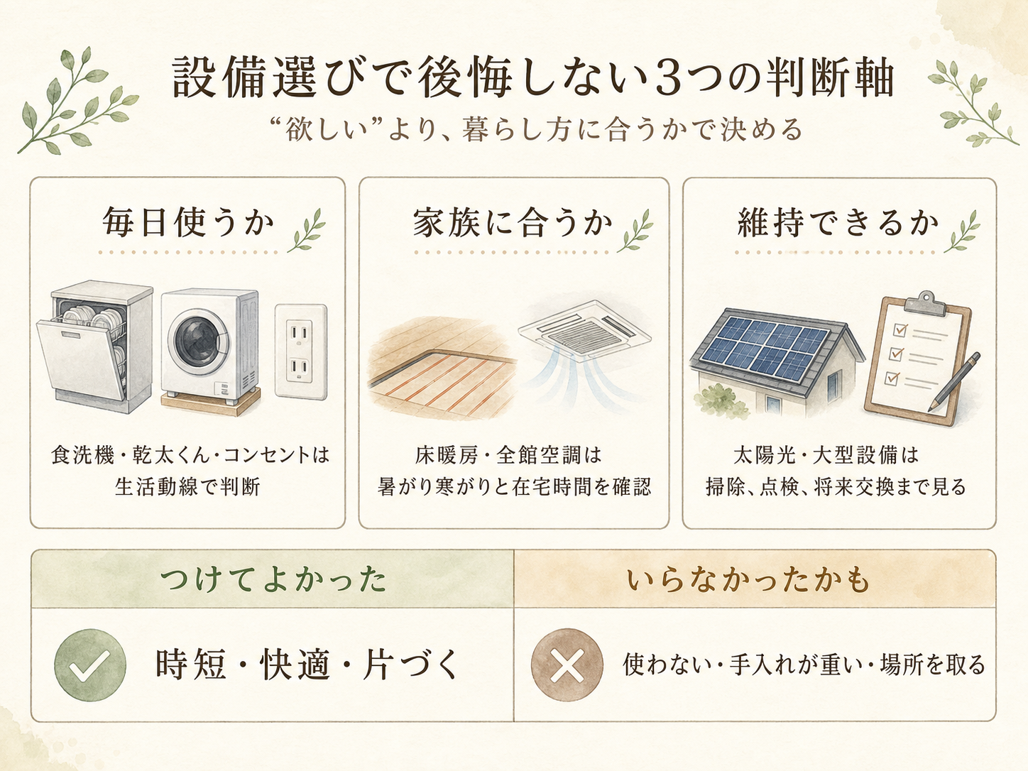 家づくりで後悔しないための5つの鉄則をまとめたチェックリスト図解