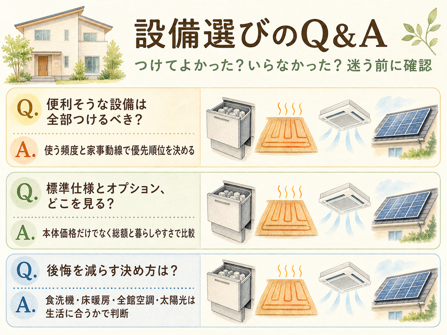 ハウスメーカーに関する読者の疑問と、U様の取材時の回答（Q&A図解）