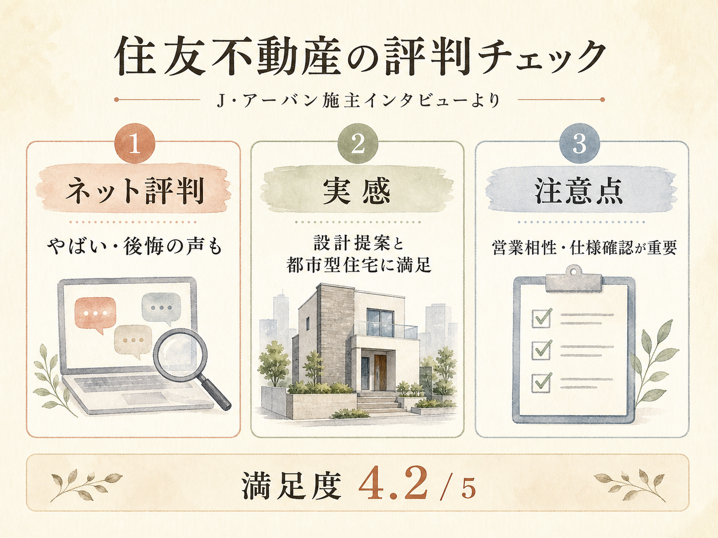 「住友不動産 やばい」ネット評判とお話を伺ったT様の実感のギャップを比較した図解