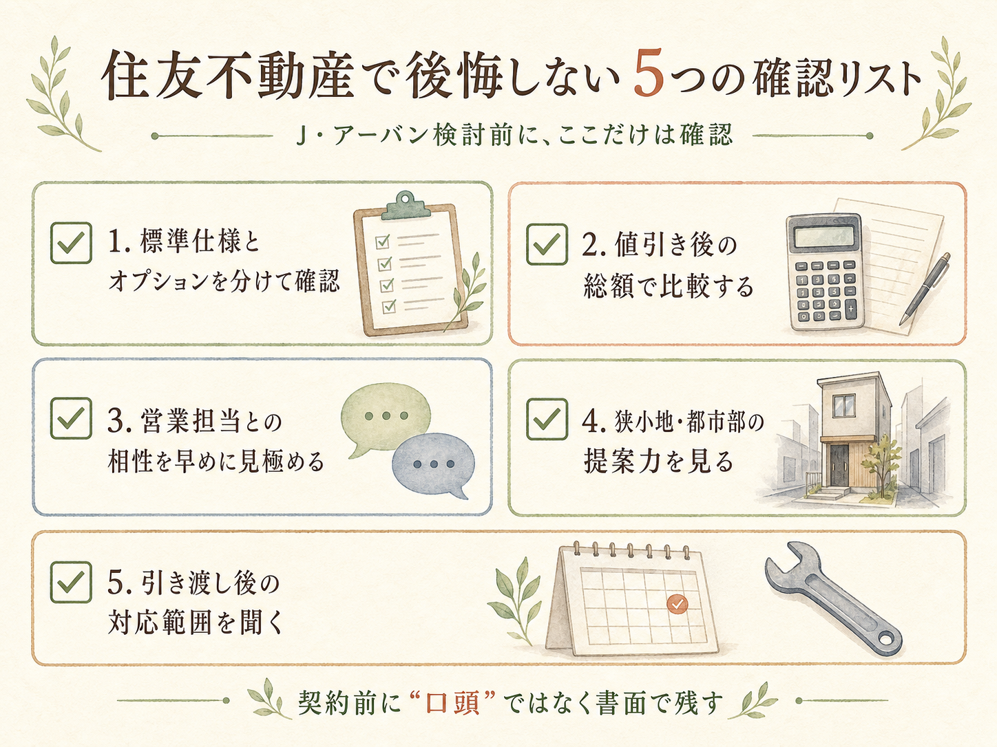 住友不動産を検討する前に確認しておきたい5つのチェックリスト