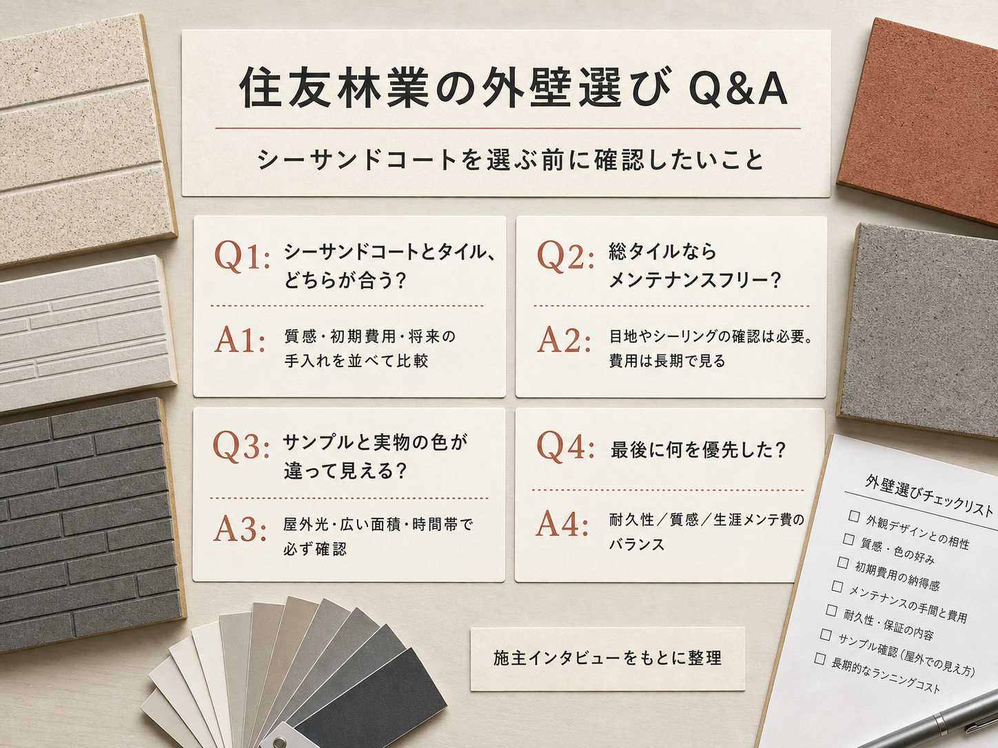 住友林業に関する読者の疑問と、O様の取材時の回答（Q&A図解）