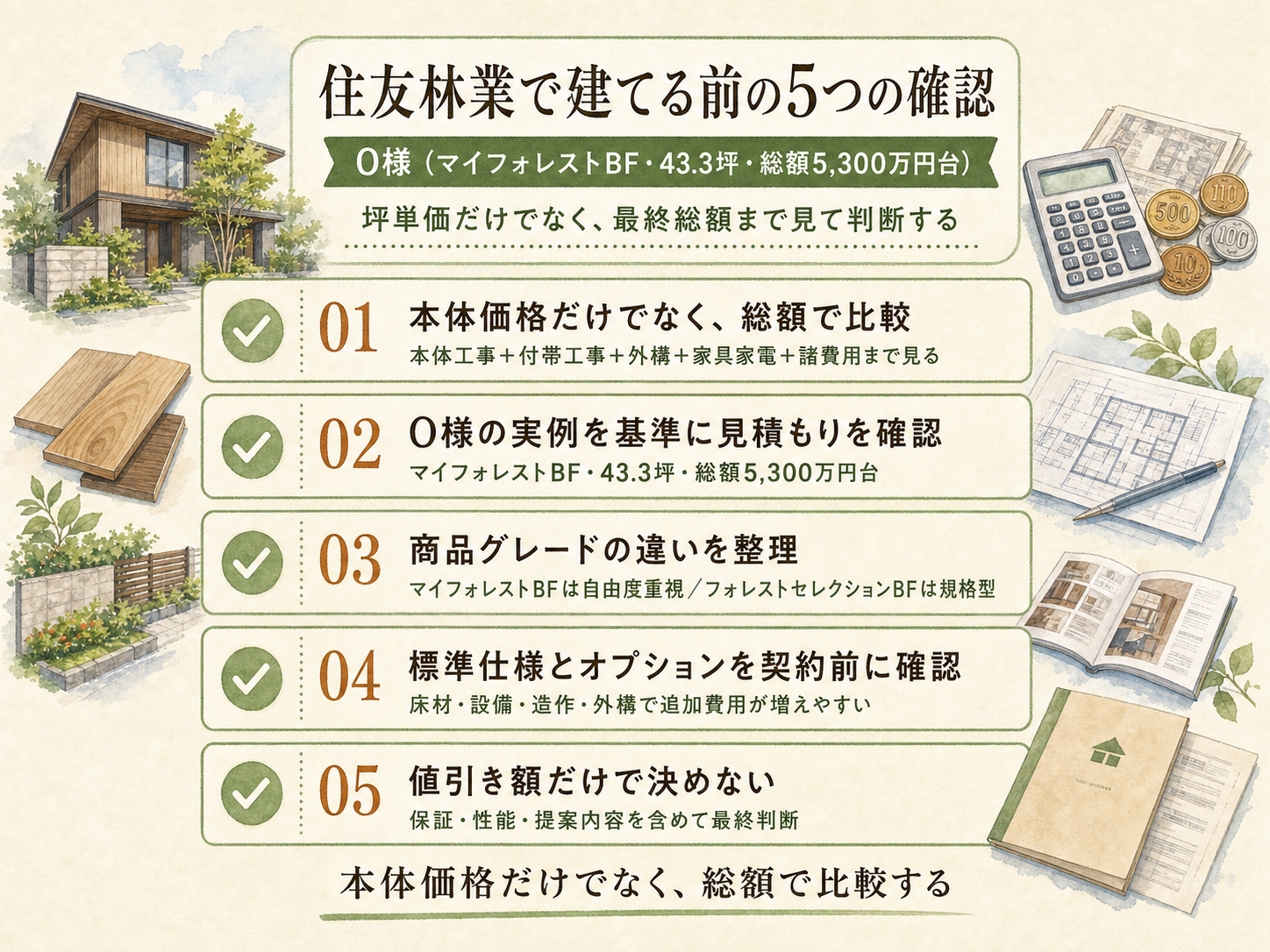 住友林業を検討する前に確認しておきたい5つのチェックリスト