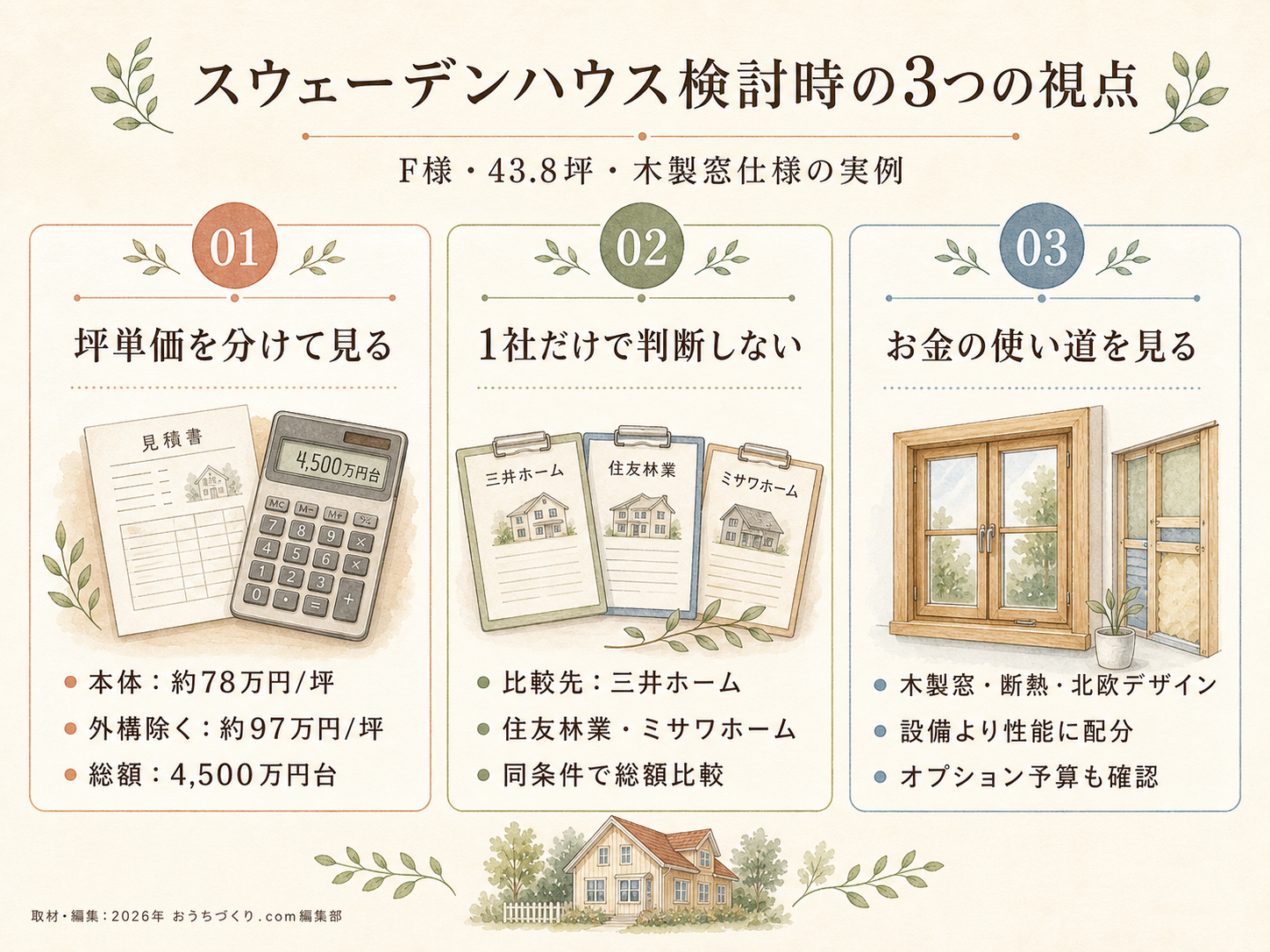 スウェーデンハウスの坪数別 総額シミュレーション（30・35・40坪）