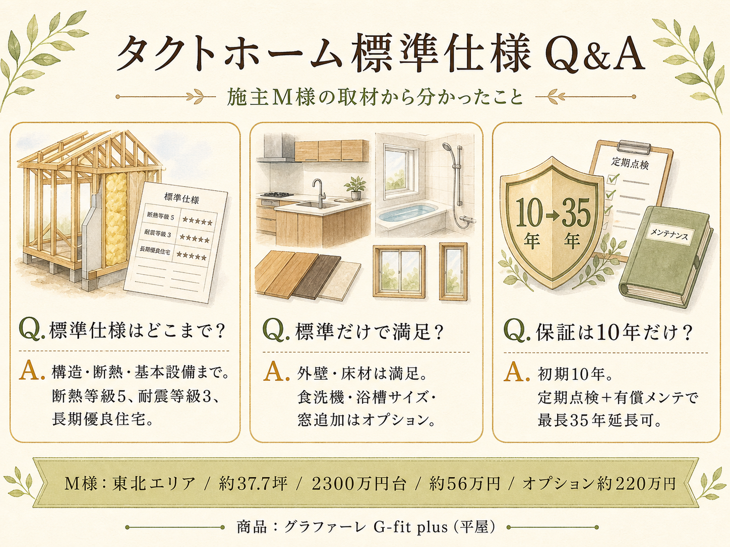 タクトホームに関する読者の疑問と、M様の取材時の回答（Q&A図解）