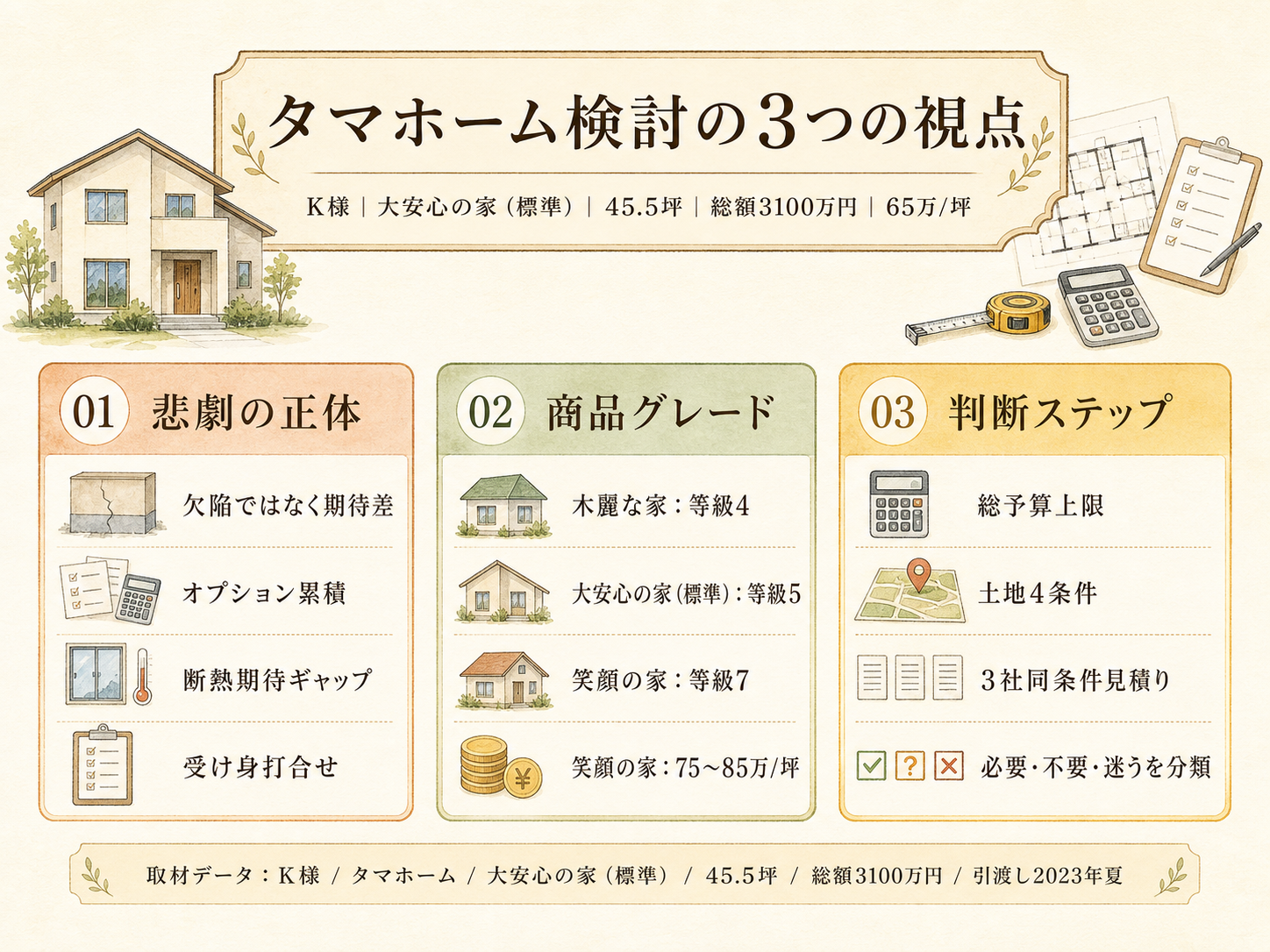 タマホームの検討ポイント3つ（お話を伺ったK様の取材内容から）