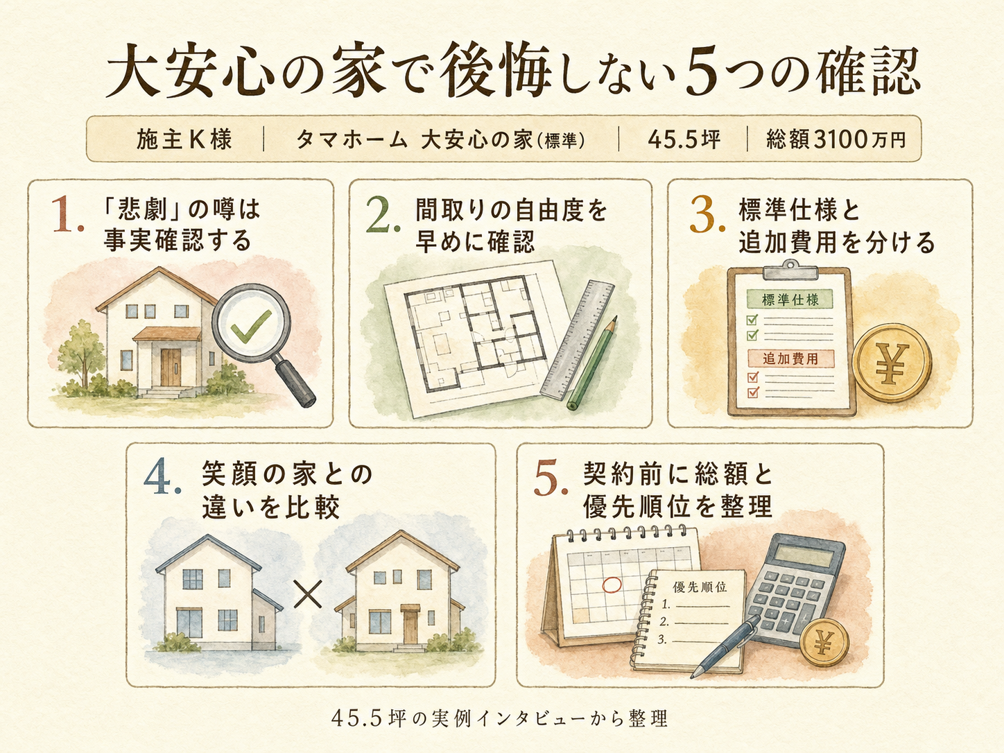 タマホームを検討する前に確認しておきたい5つのチェックリスト